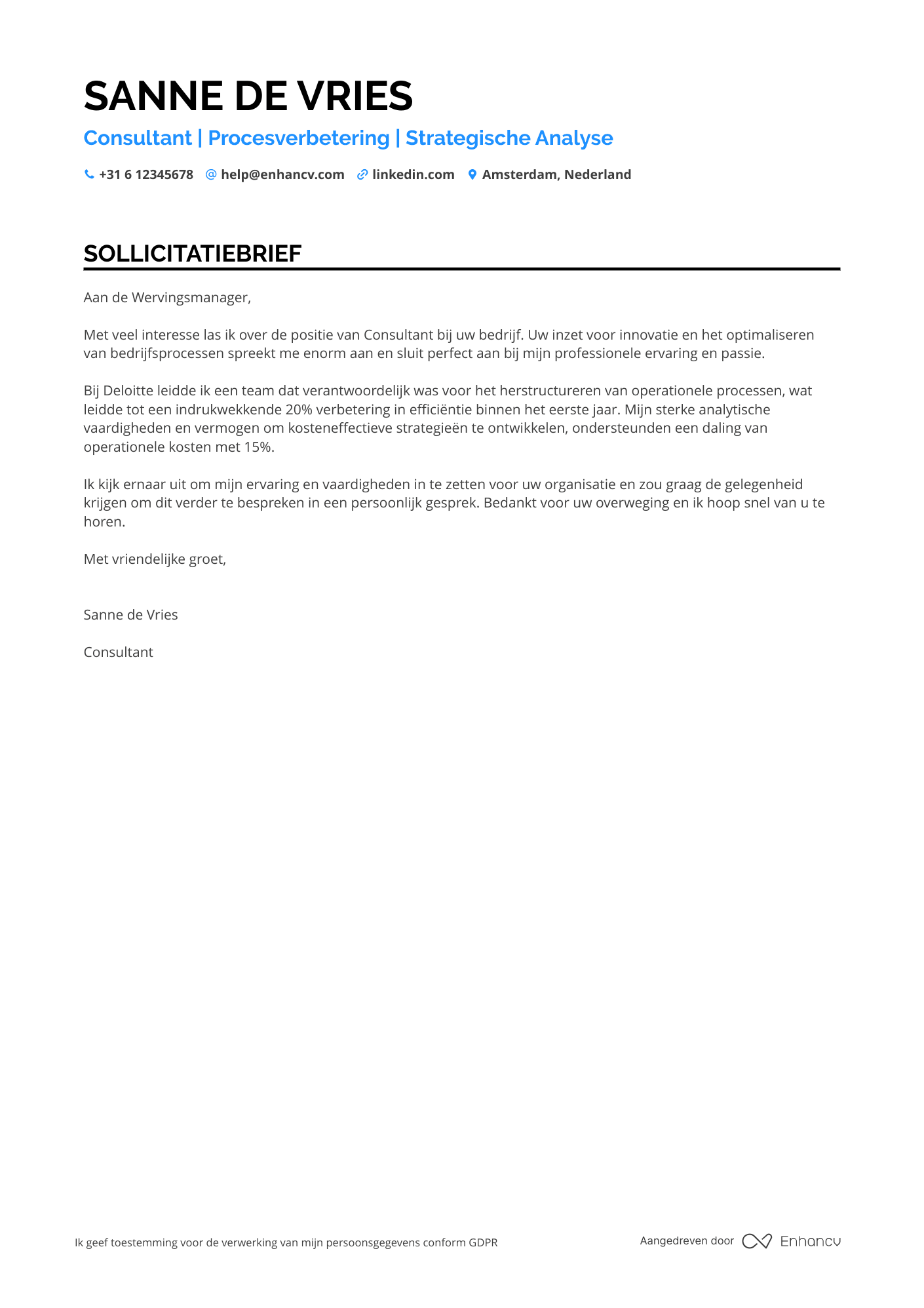 Sollicitatiebrief voor undefined Resume Example