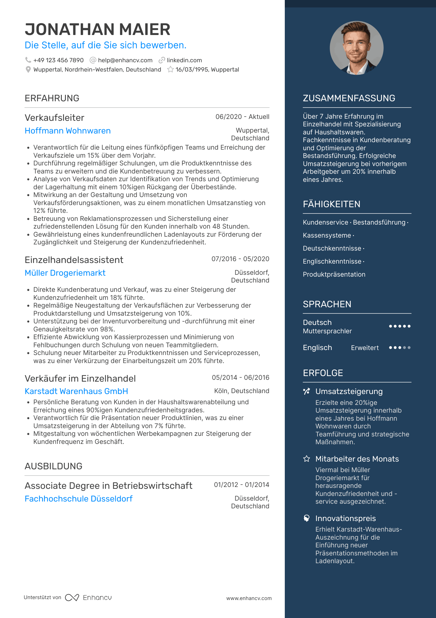 Lebenslauf in Einzelhandelsassistent für Haushaltswaren Resume Example