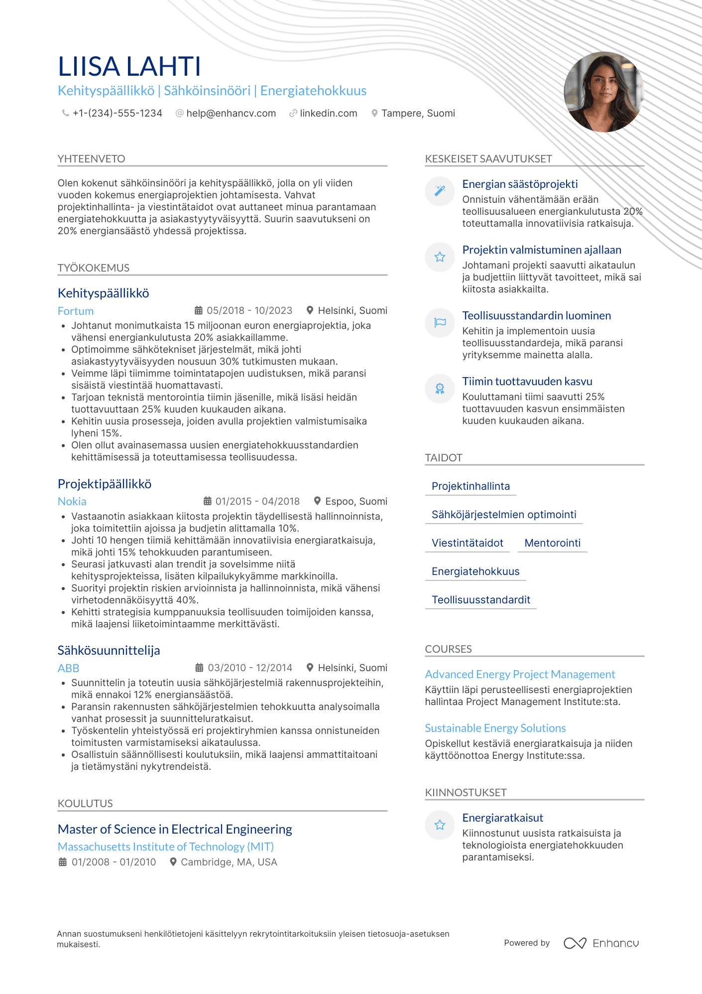 Ansioluettelo Kehityspäällikkö Sähköinsinööri Resume Example