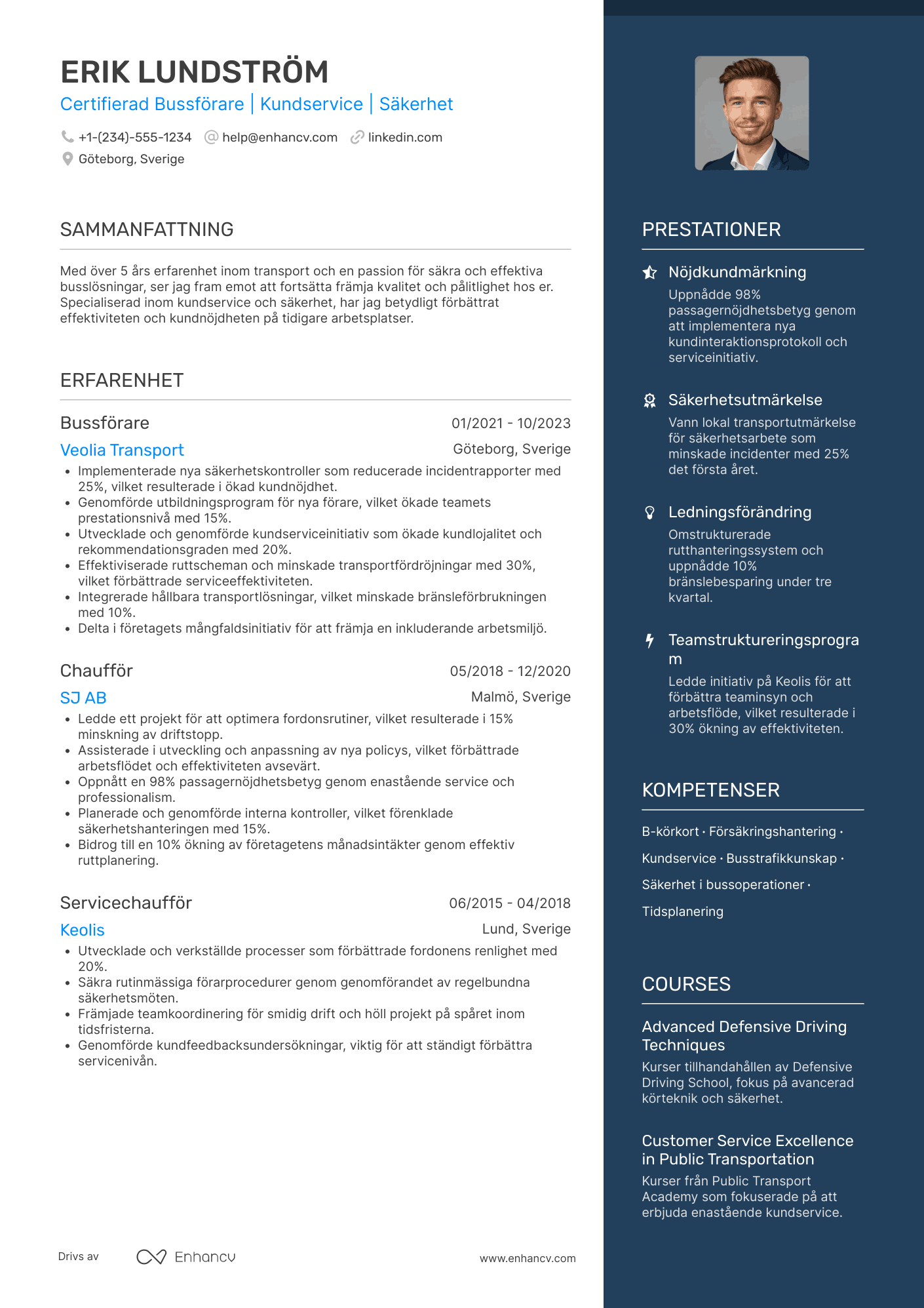 CV för Trainee Bussförare Resume Example