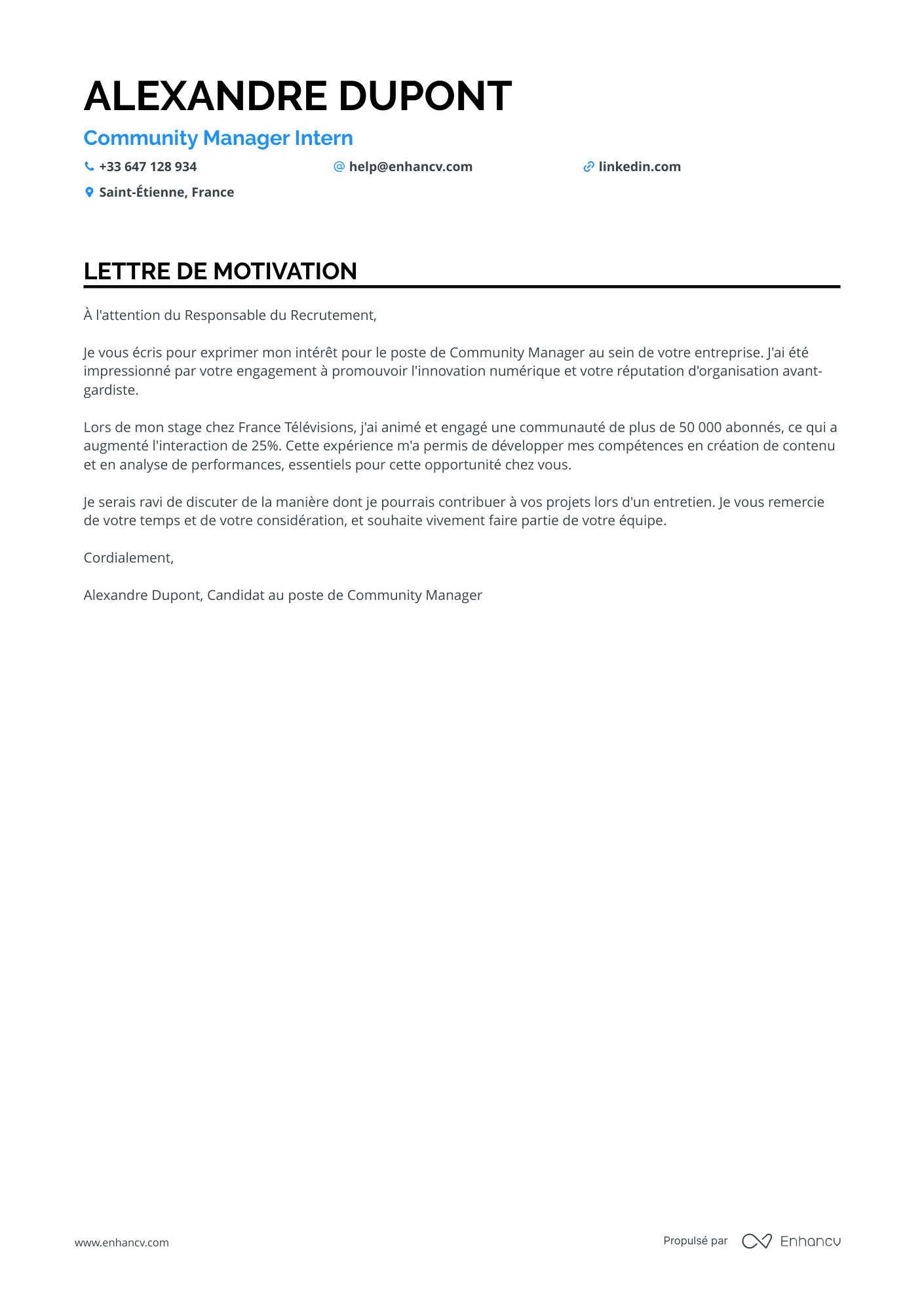 Stage Community Manager Resume Example