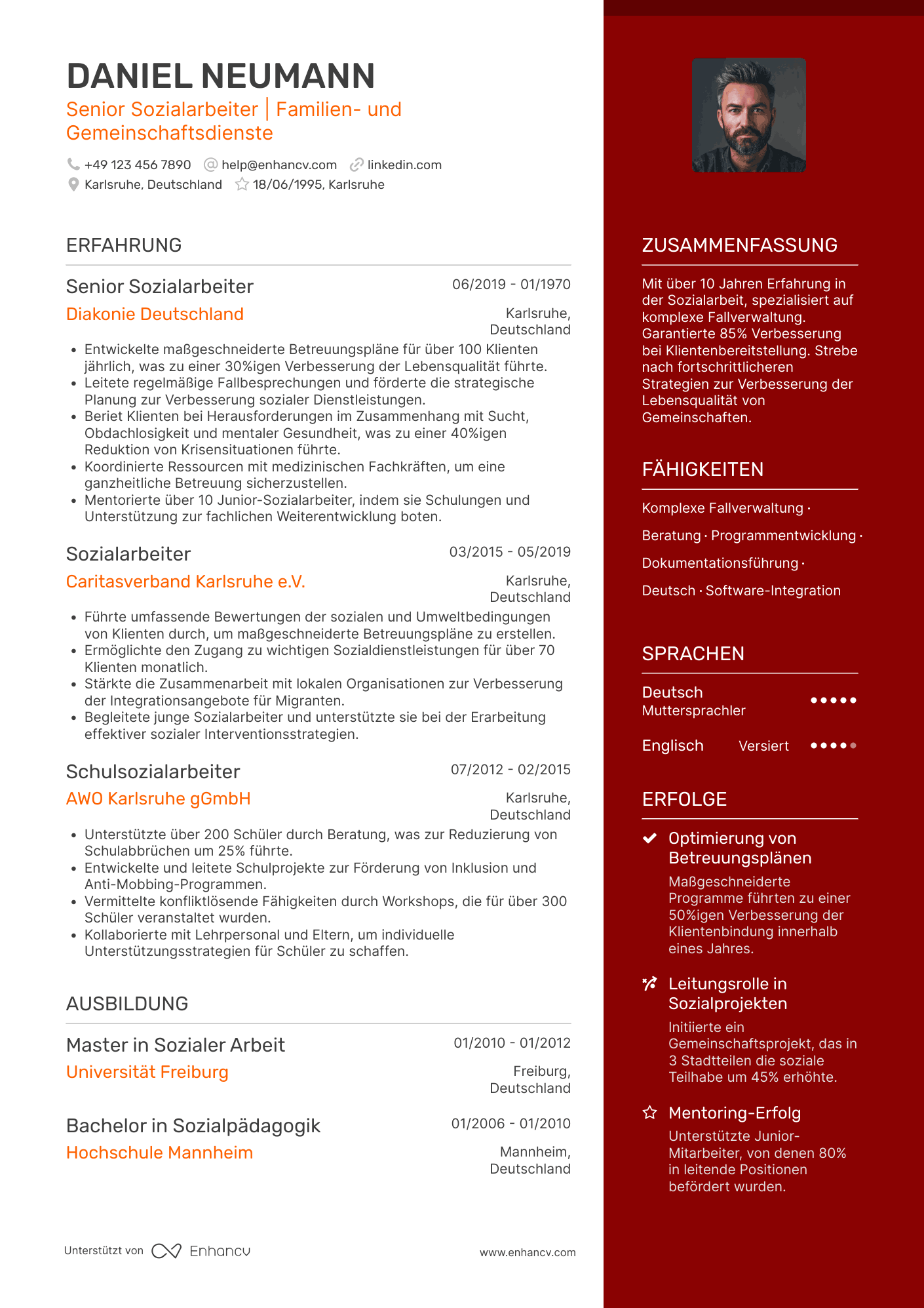 Lebenslauf als Senior Sozialarbeiter Resume Example