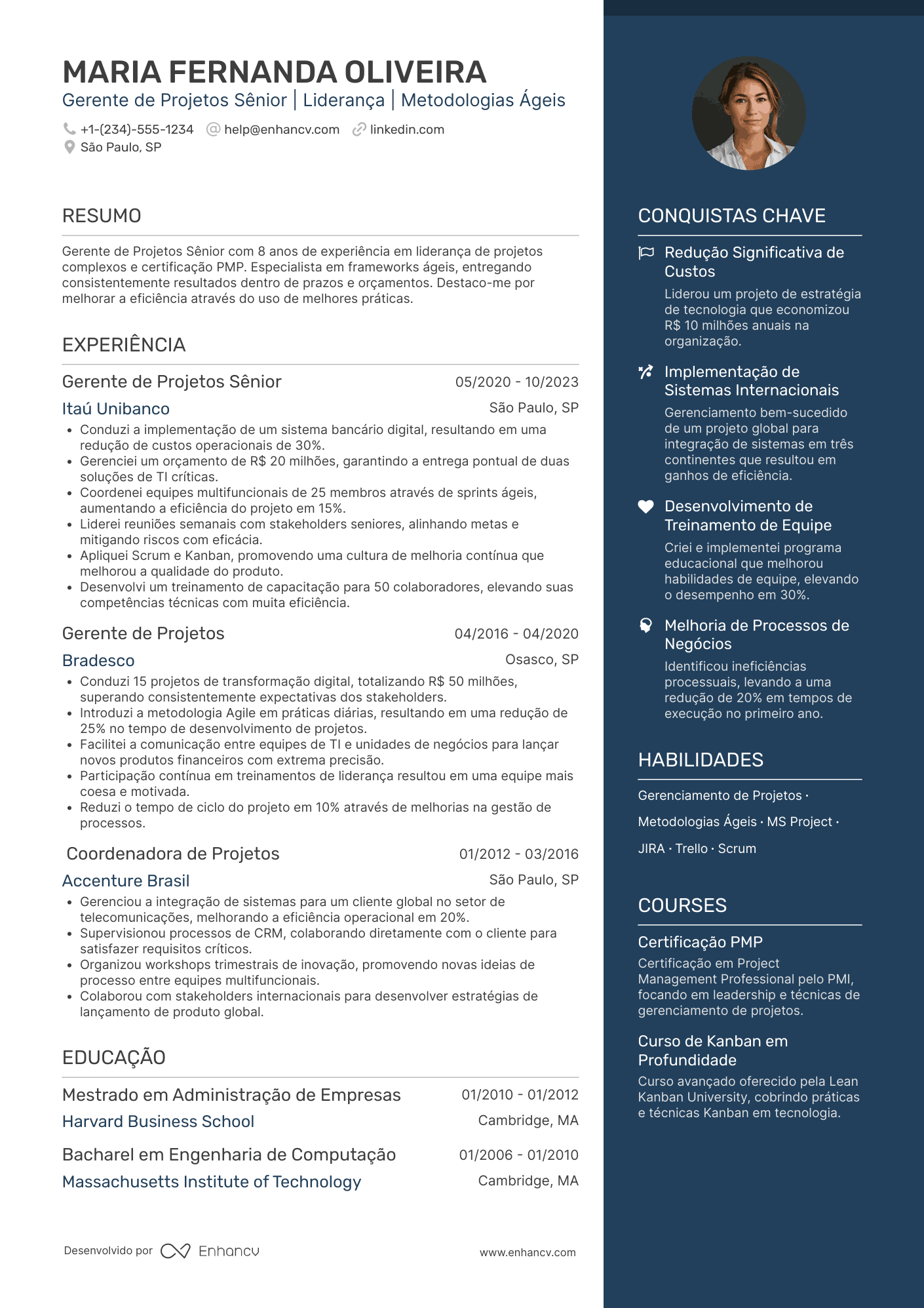 Currículo gerente de projetos sênior Resume Example
