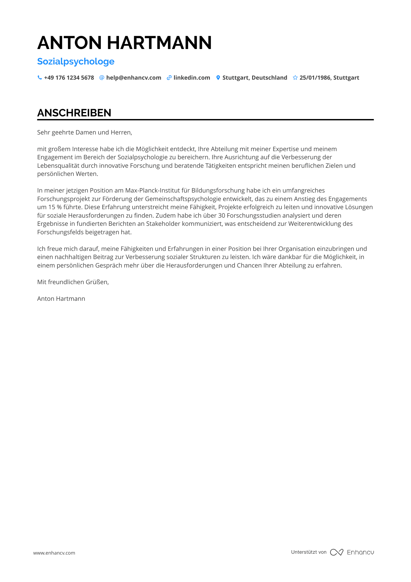 Sozialpsychologe Resume Example