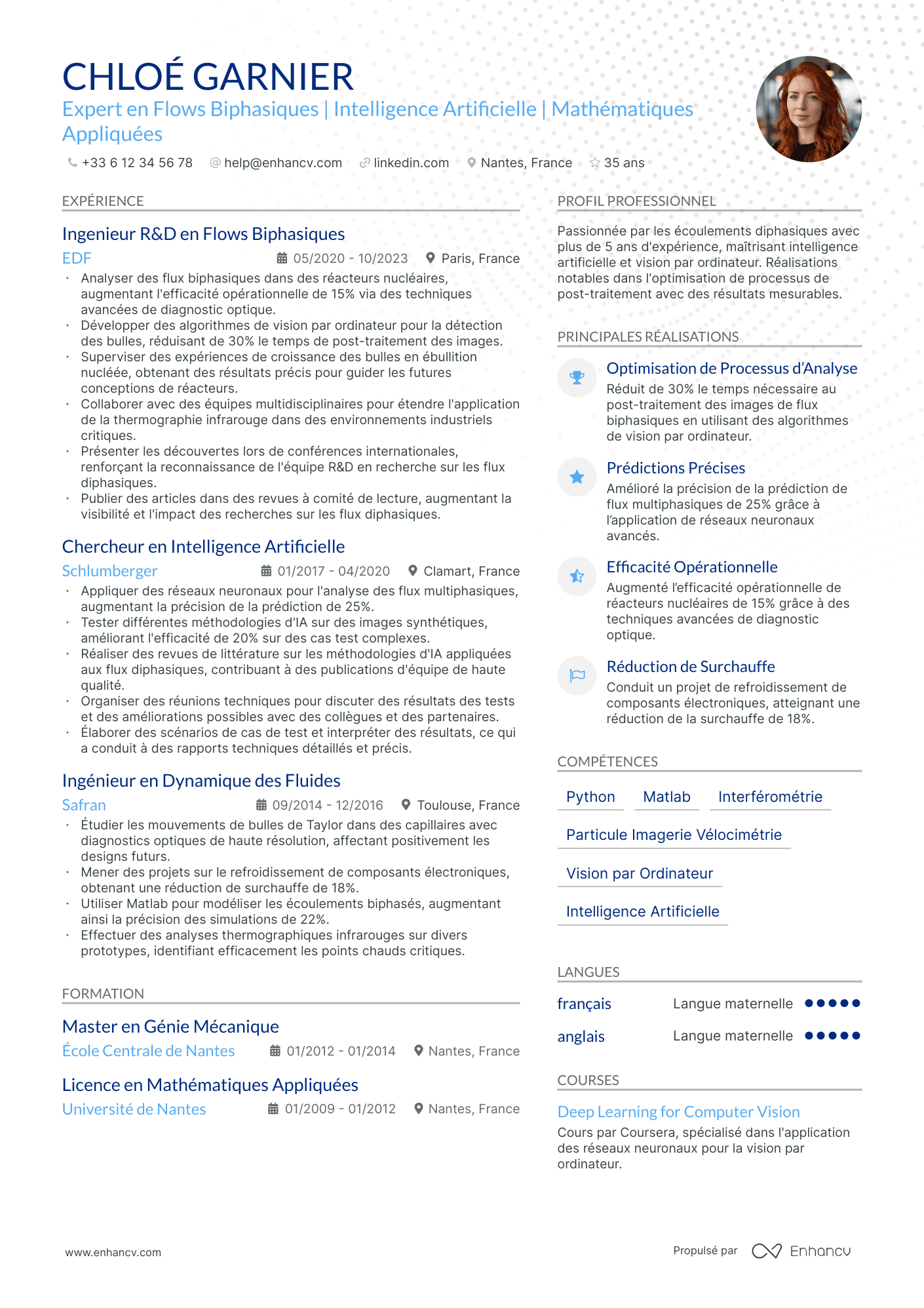 Data Scientist Spécialisé en Machine Learning Resume Example