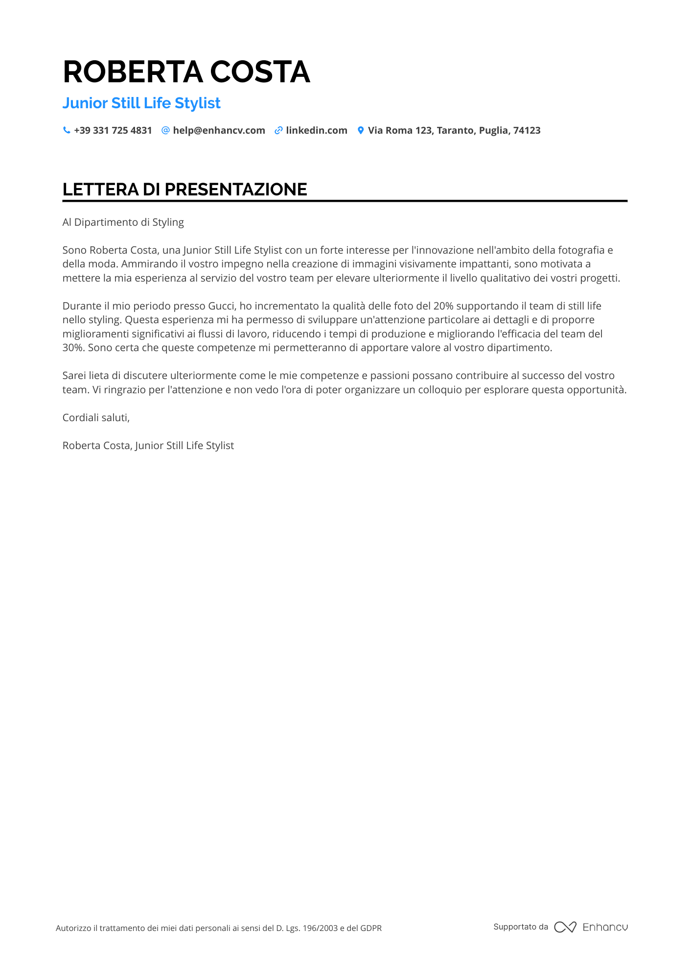 Assistente Sportivo Junior Resume Example