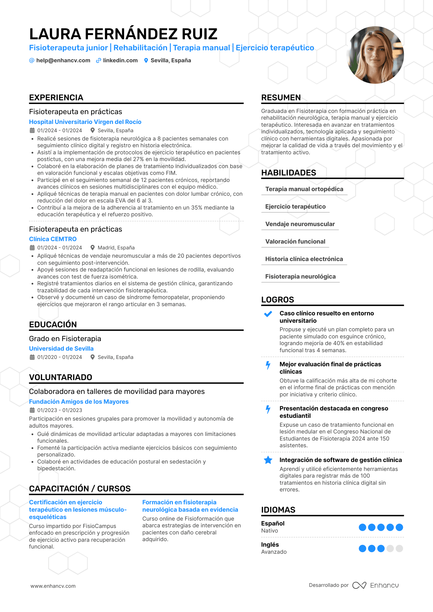 Fisioterapeuta recién formado Resume Example