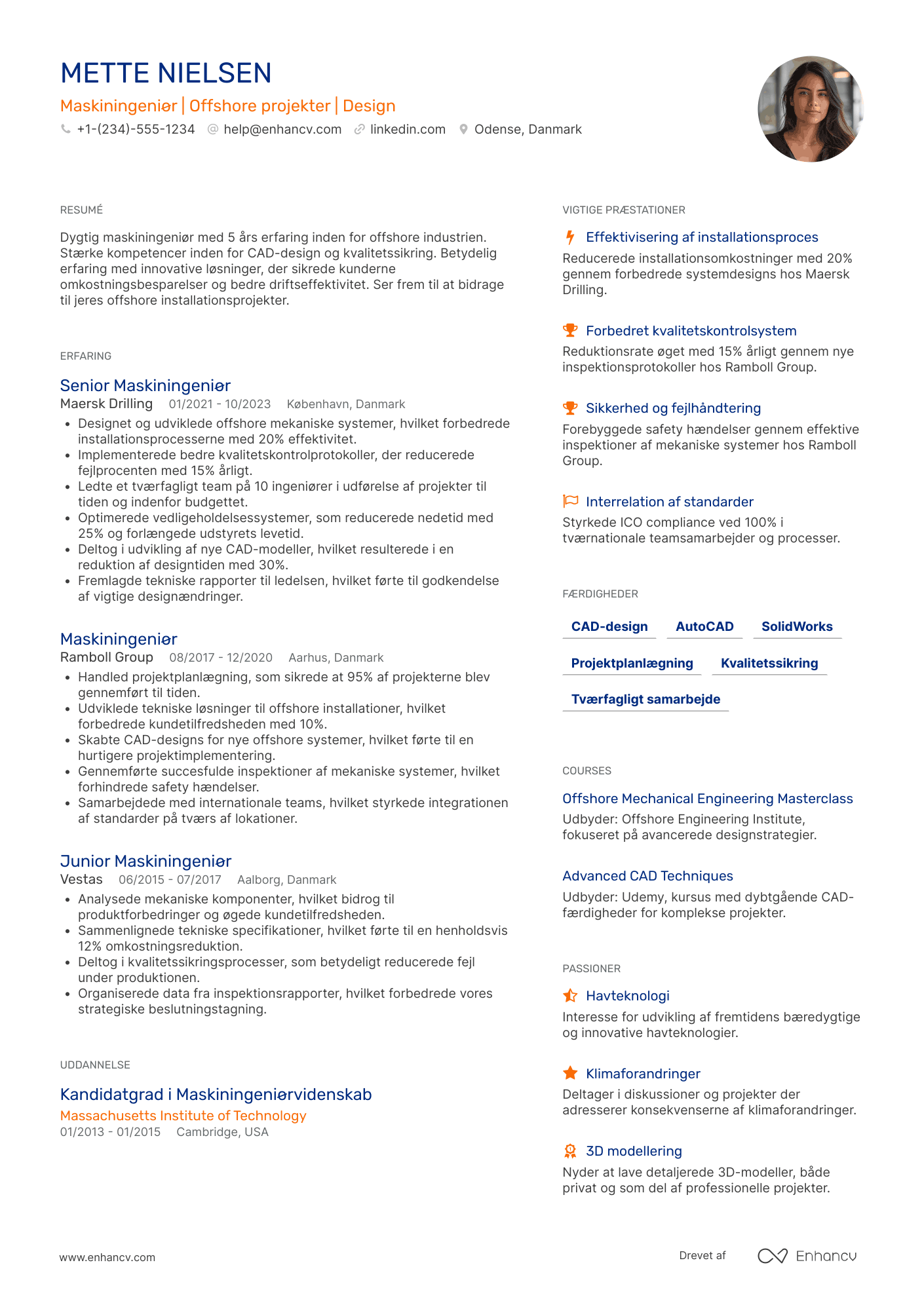 CV til Maskiningeniør – Offshore Resume Example