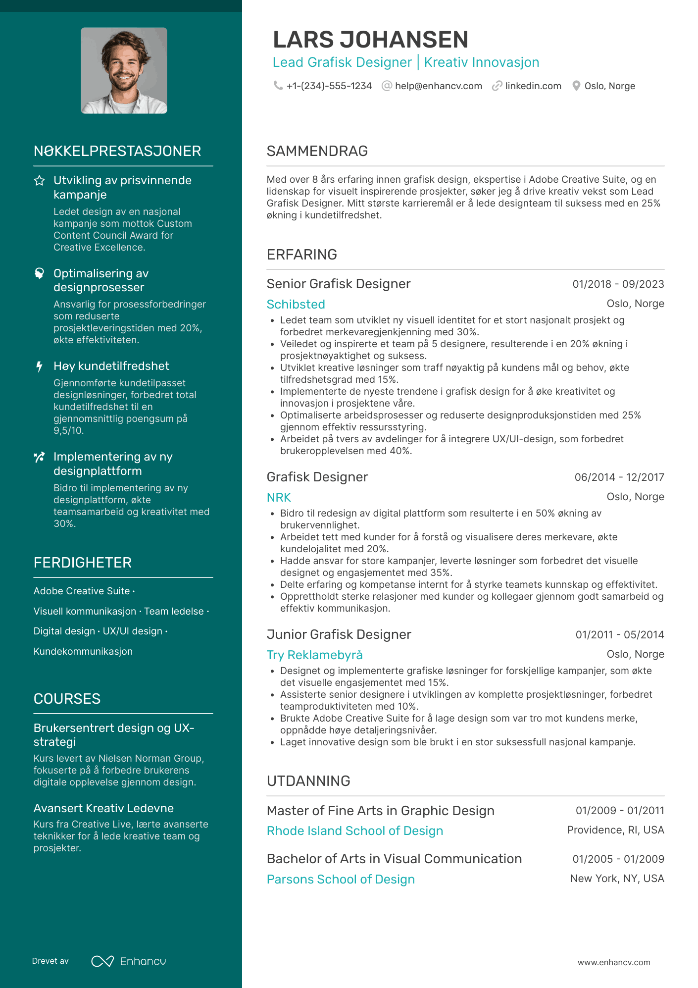 CV for Lead Grafisk Designer Resume Example