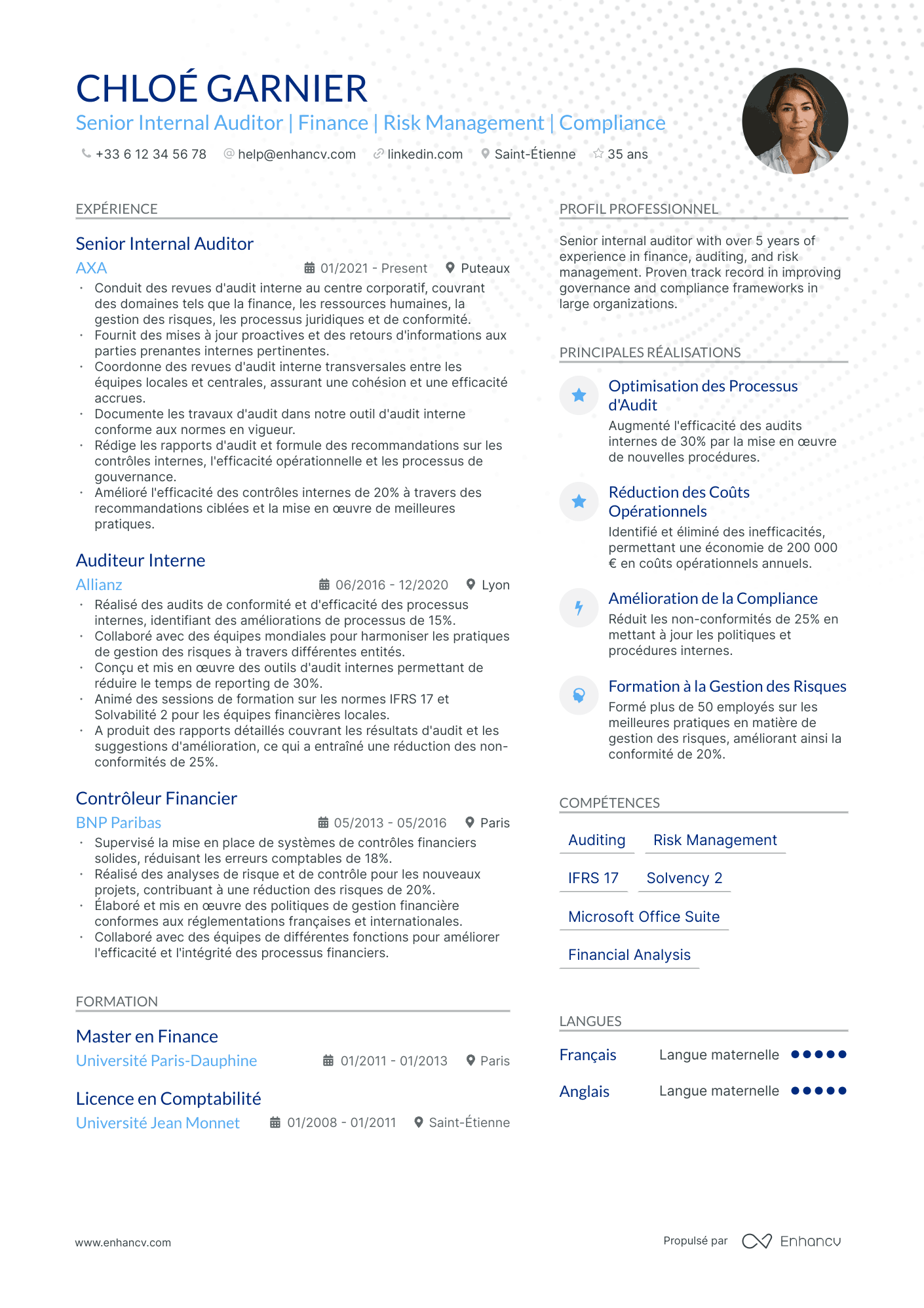 Auditeur Financier Resume Example