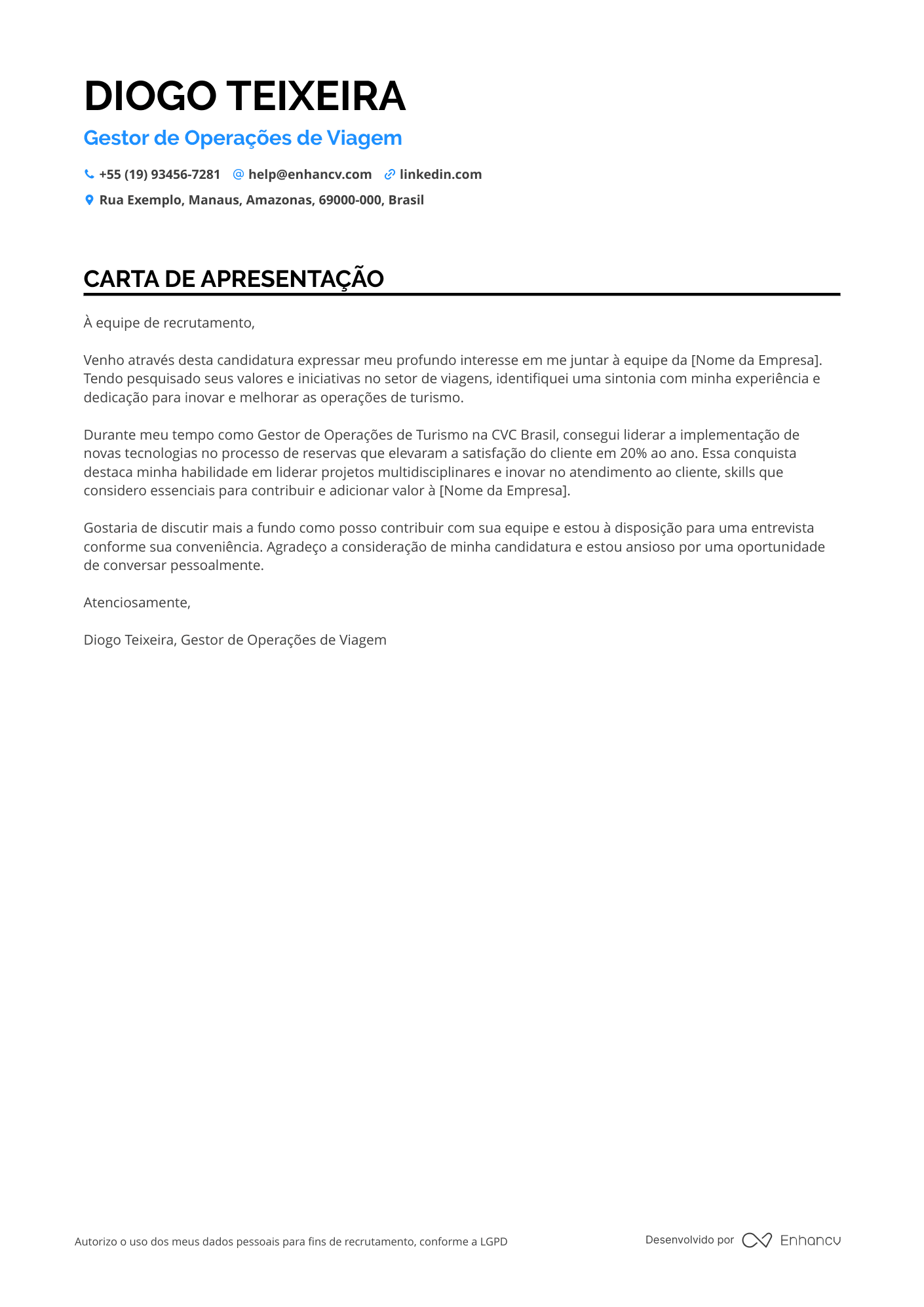 Marketing Digital Sênior Resume Example