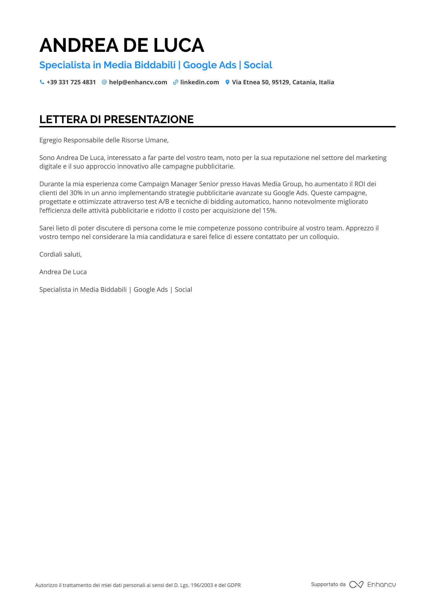 Insegnante Junior Resume Example