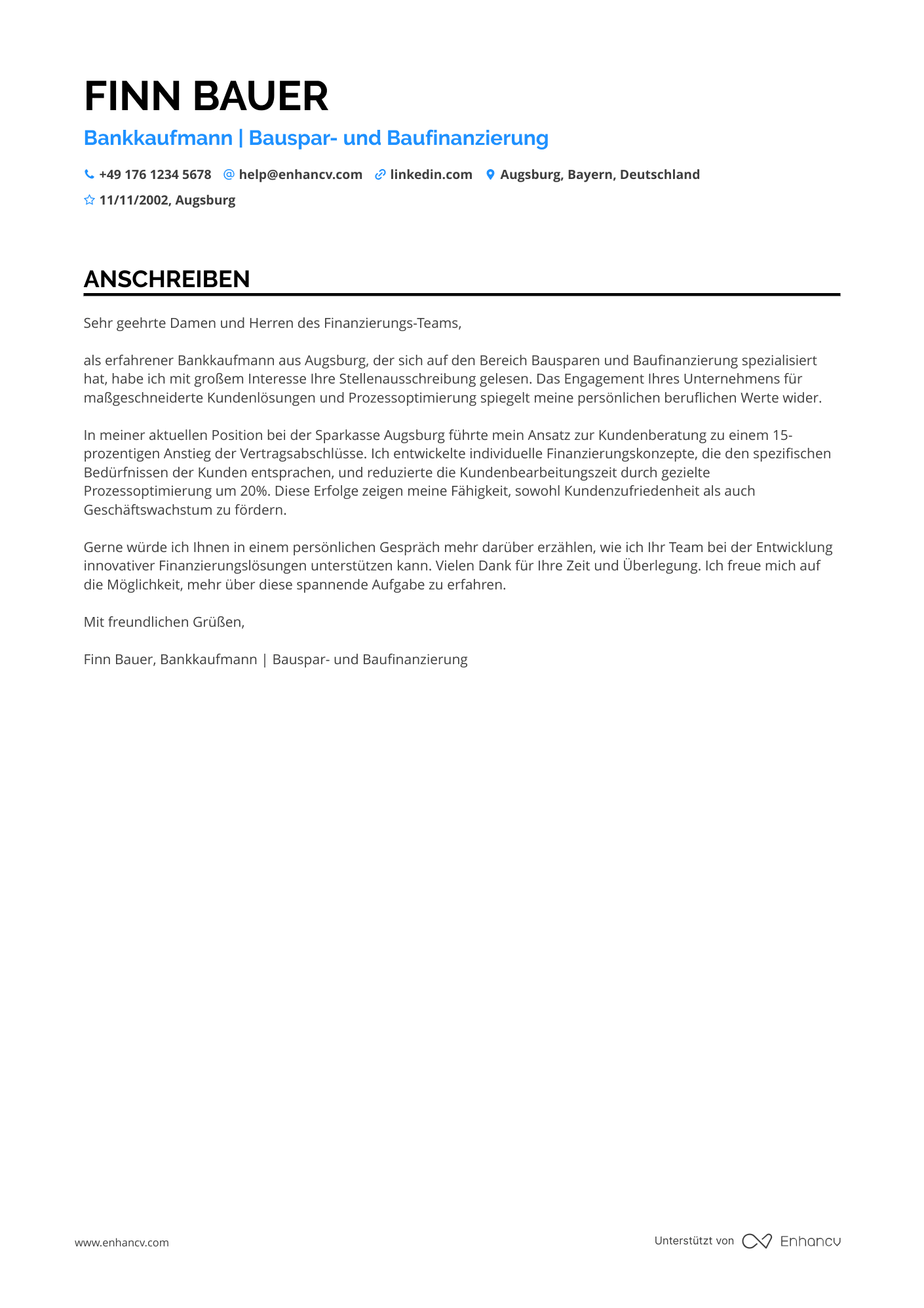 Bankkaufmann in der Bausparkasse Resume Example