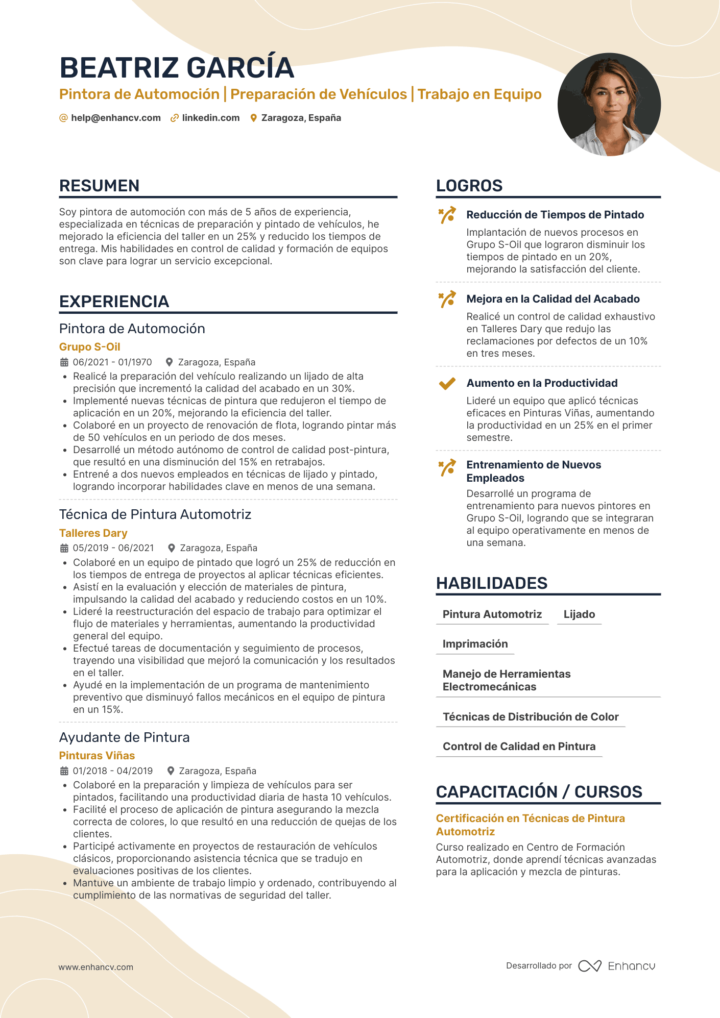 Artístico de pintor Resume Example