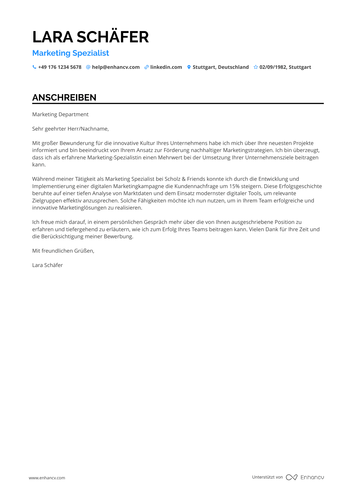 Akademiker in der Marketingbranche Resume Example