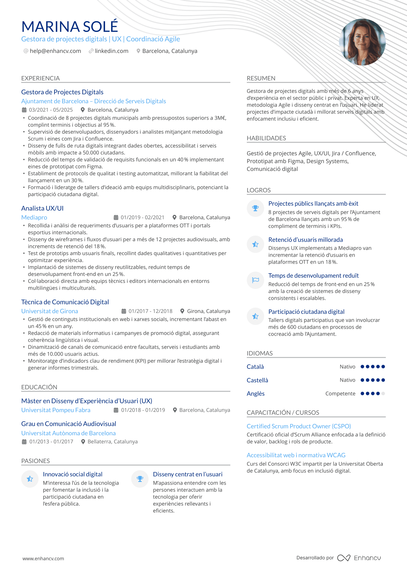 Currículum para España en catalán Resume Example