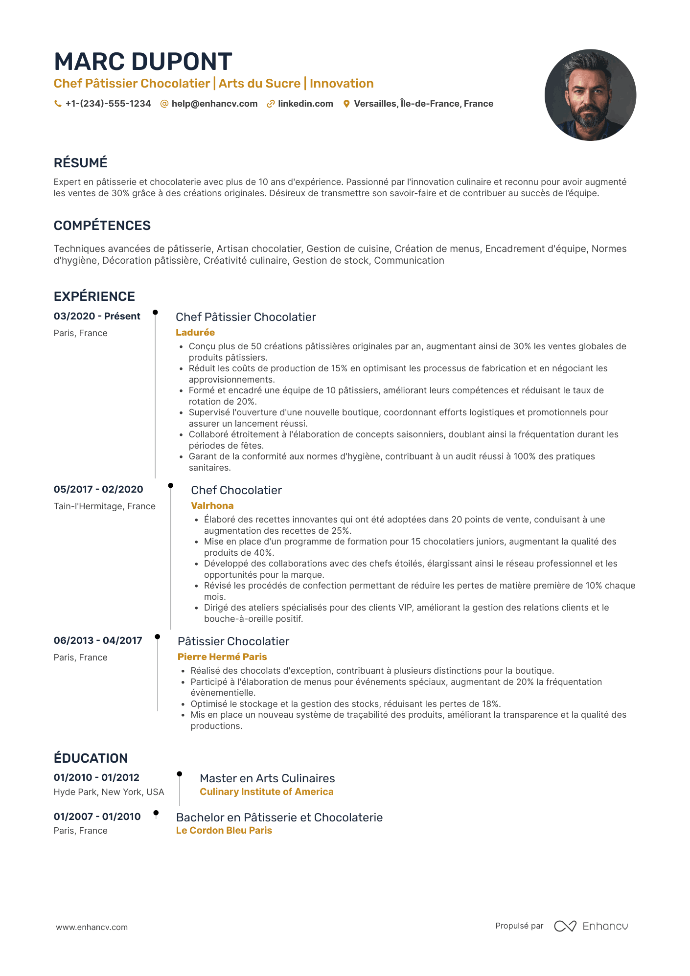 CV de pâtissier chocolatier Resume Example