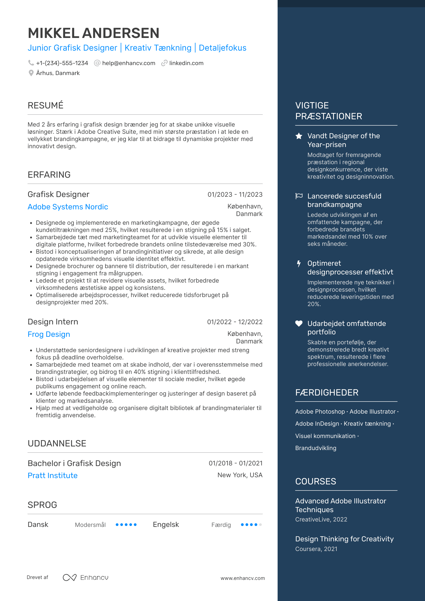 CV til Junior grafisk designer Resume Example