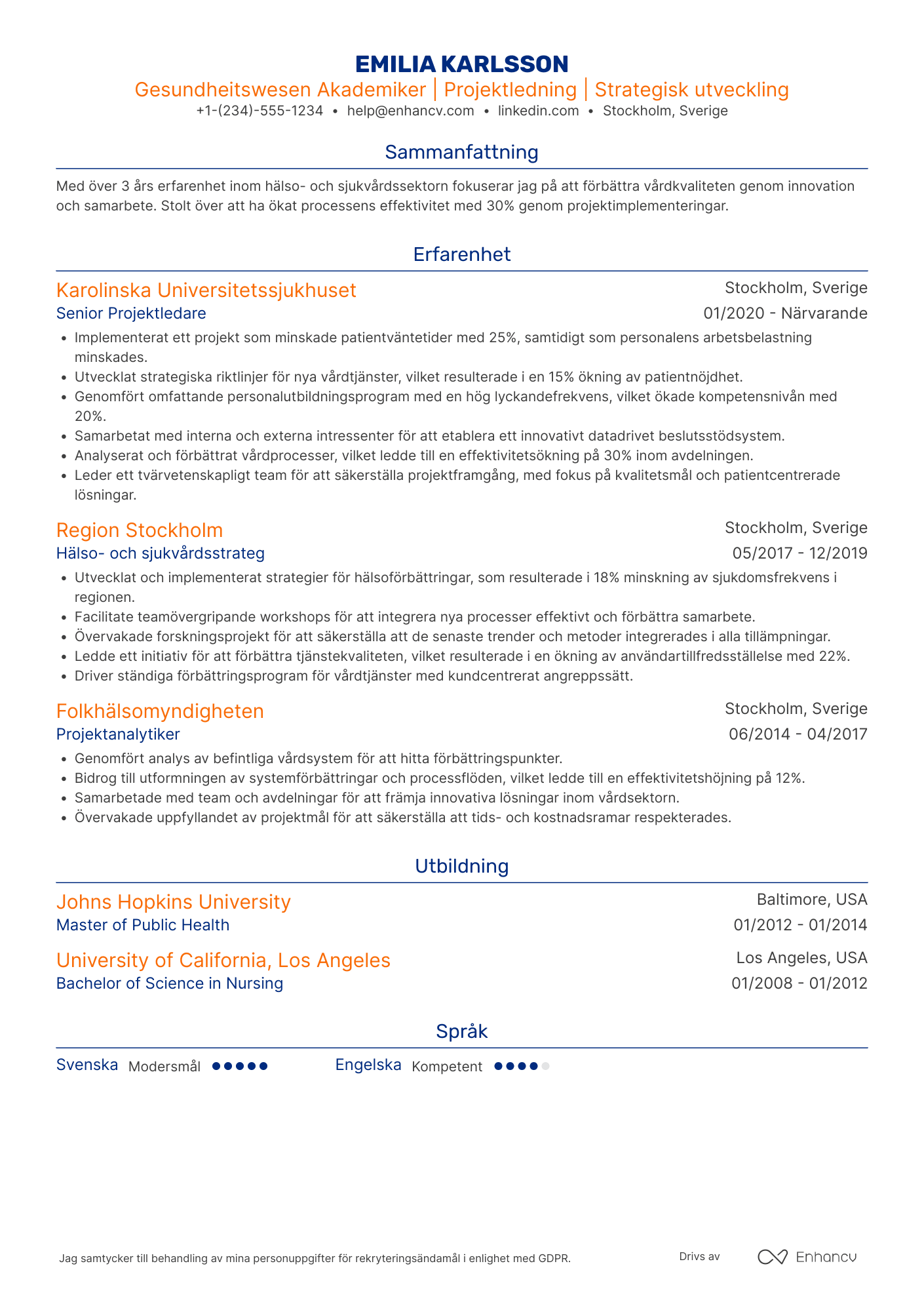 CV för Gesundheitswesen Akademiker Resume Example