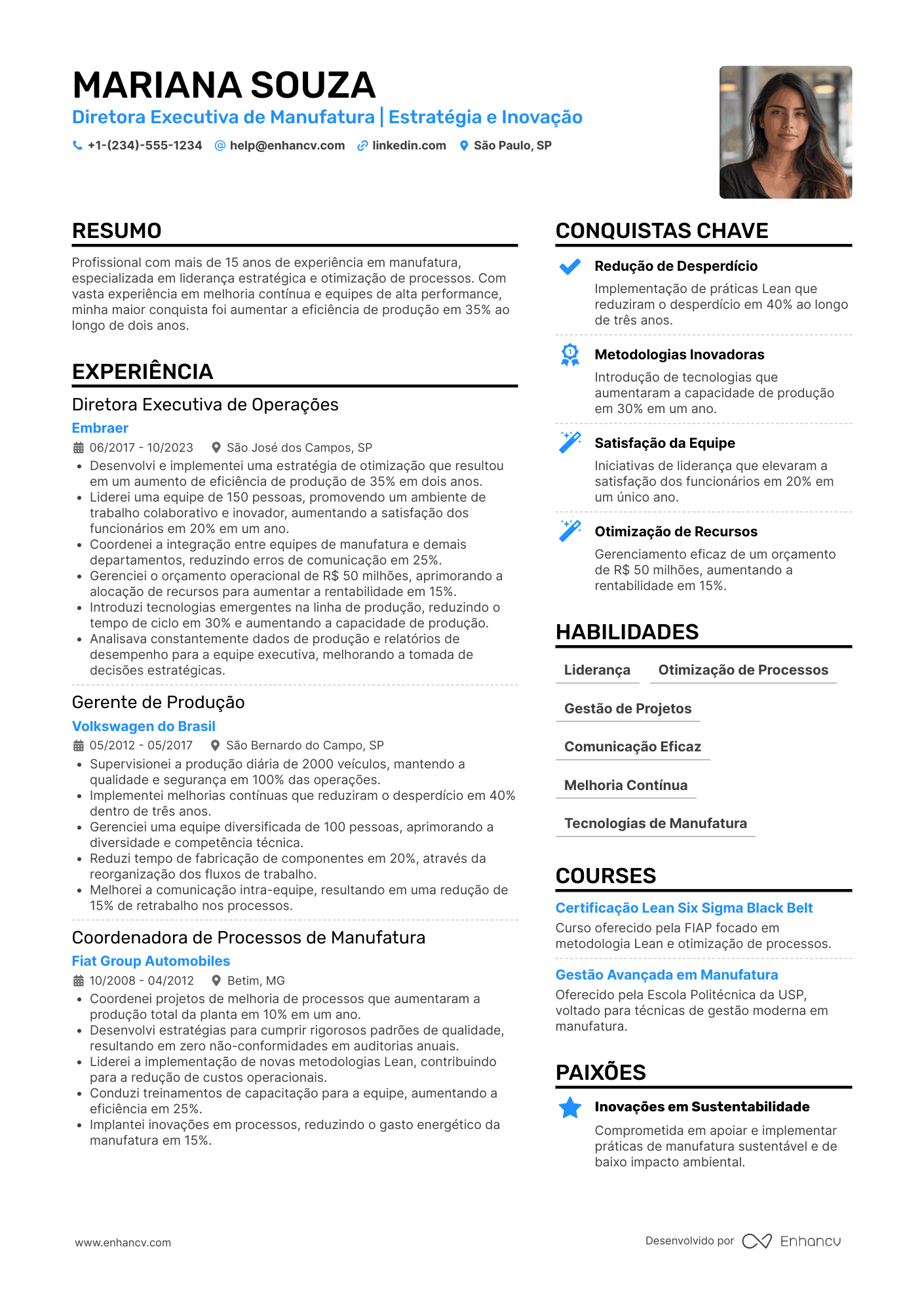 Currículo de diretor executivo de manufatura Resume Example