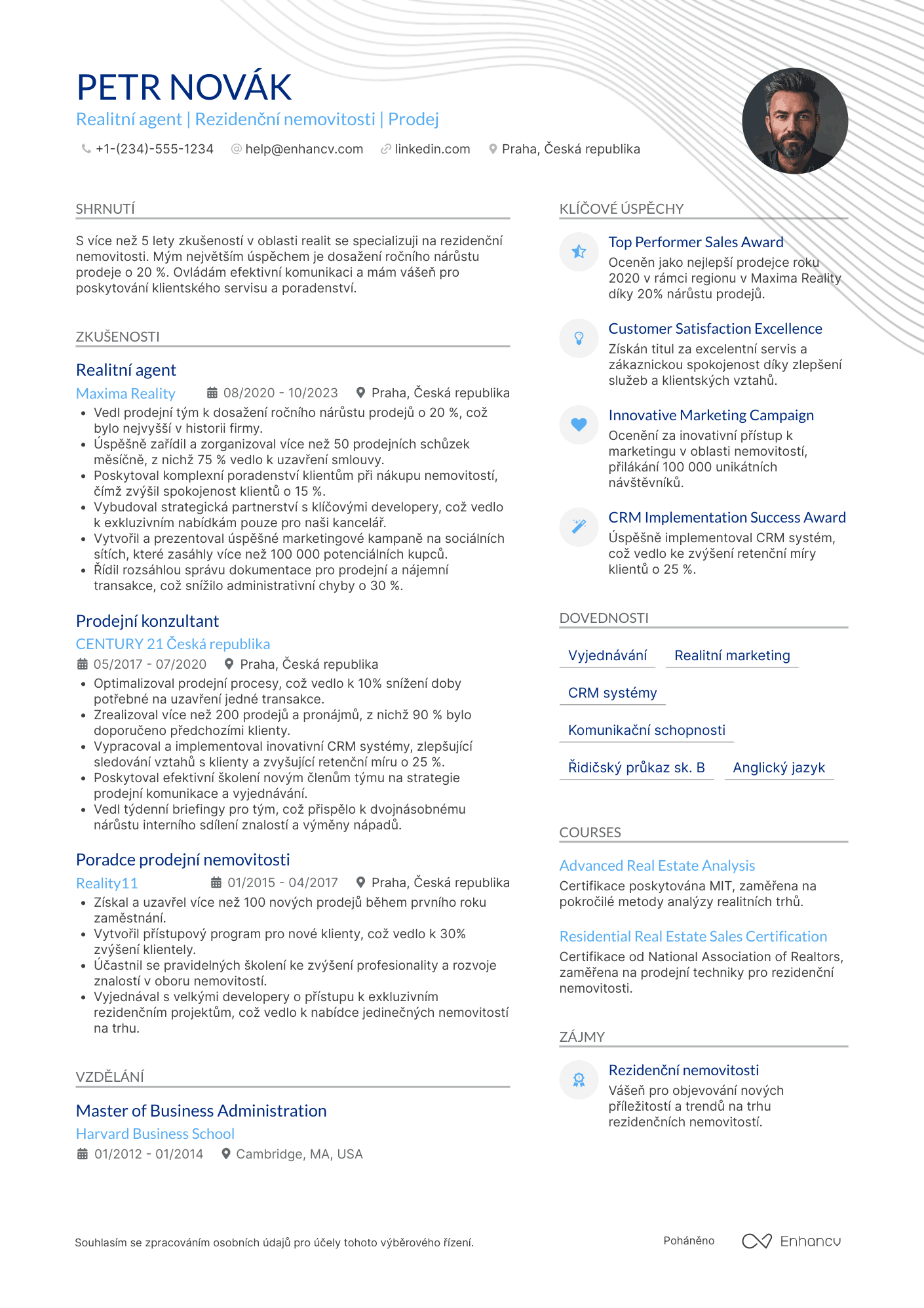 Životopis pro Realitní agent pro rezidenční nemovitosti Resume Example
