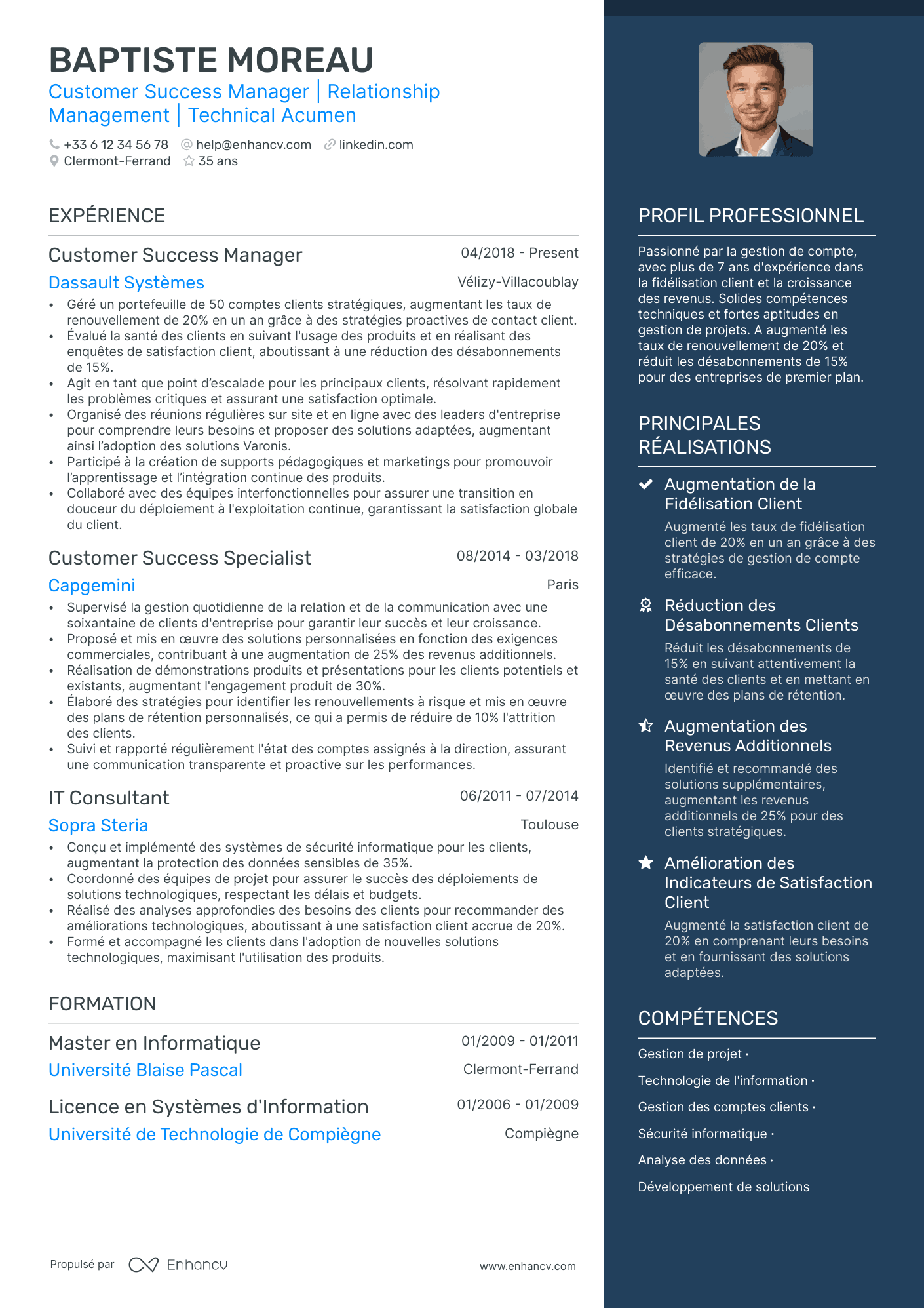 Directeur Service Client Resume Example