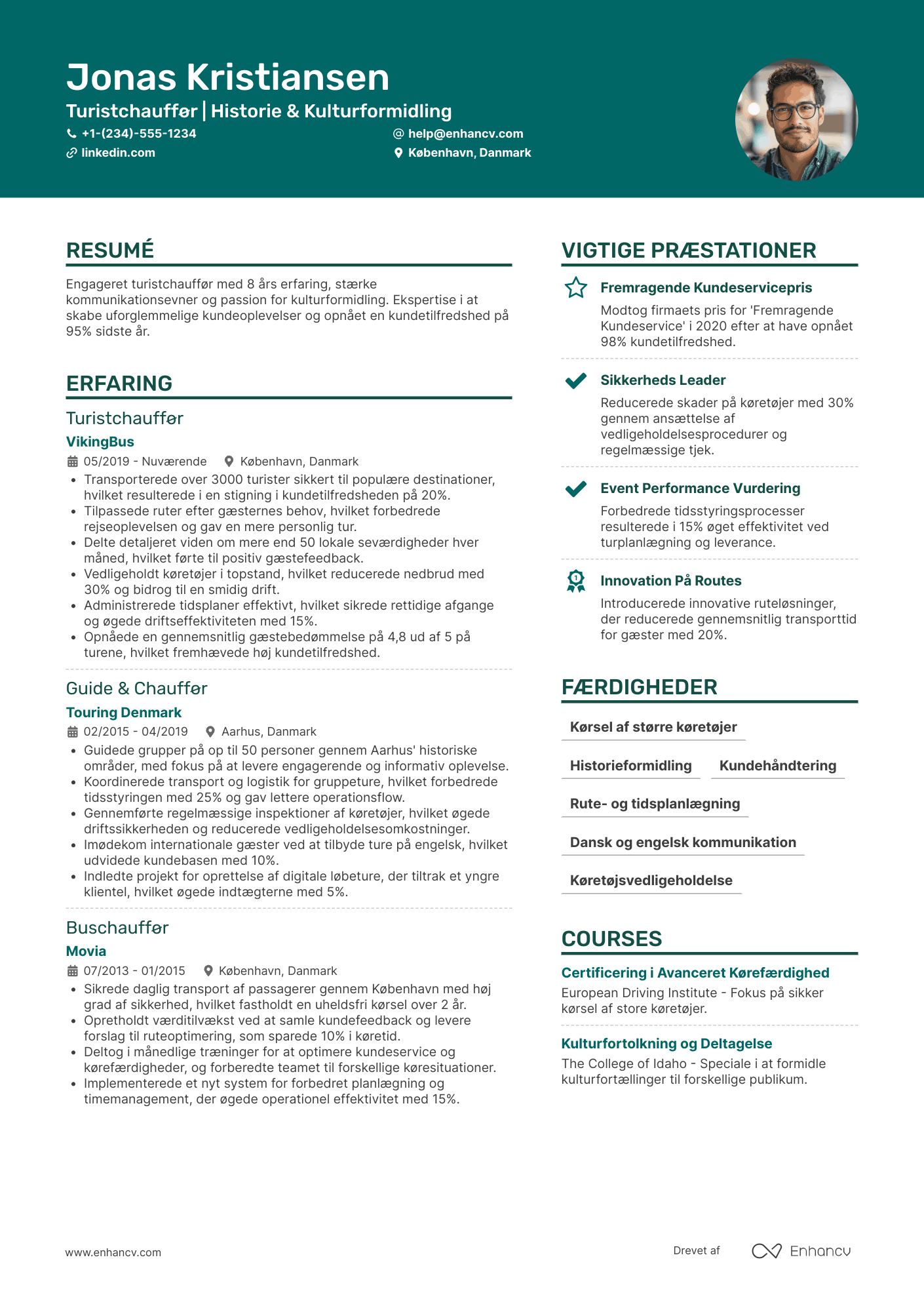 CV til Turistchauffør Resume Example