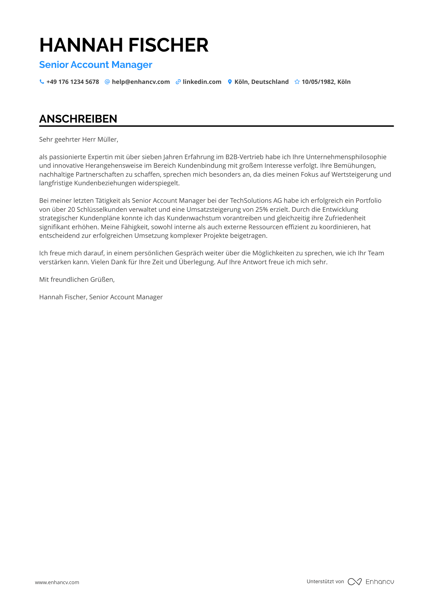 Erfahrener Account Manager Resume Example