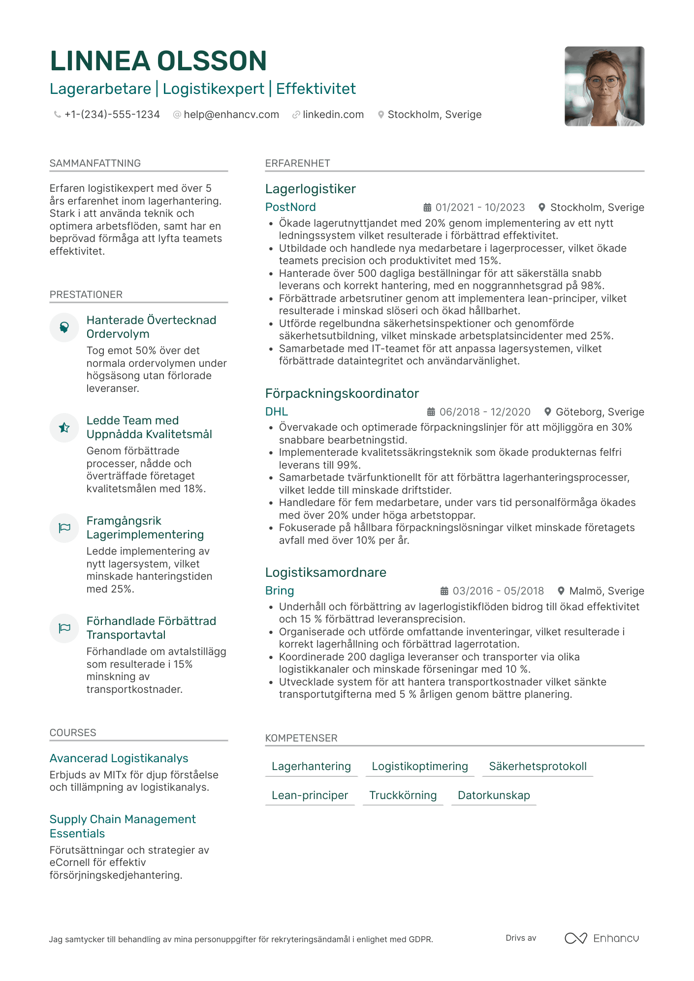 CV för Lagerarbetare i träningsprogram Resume Example