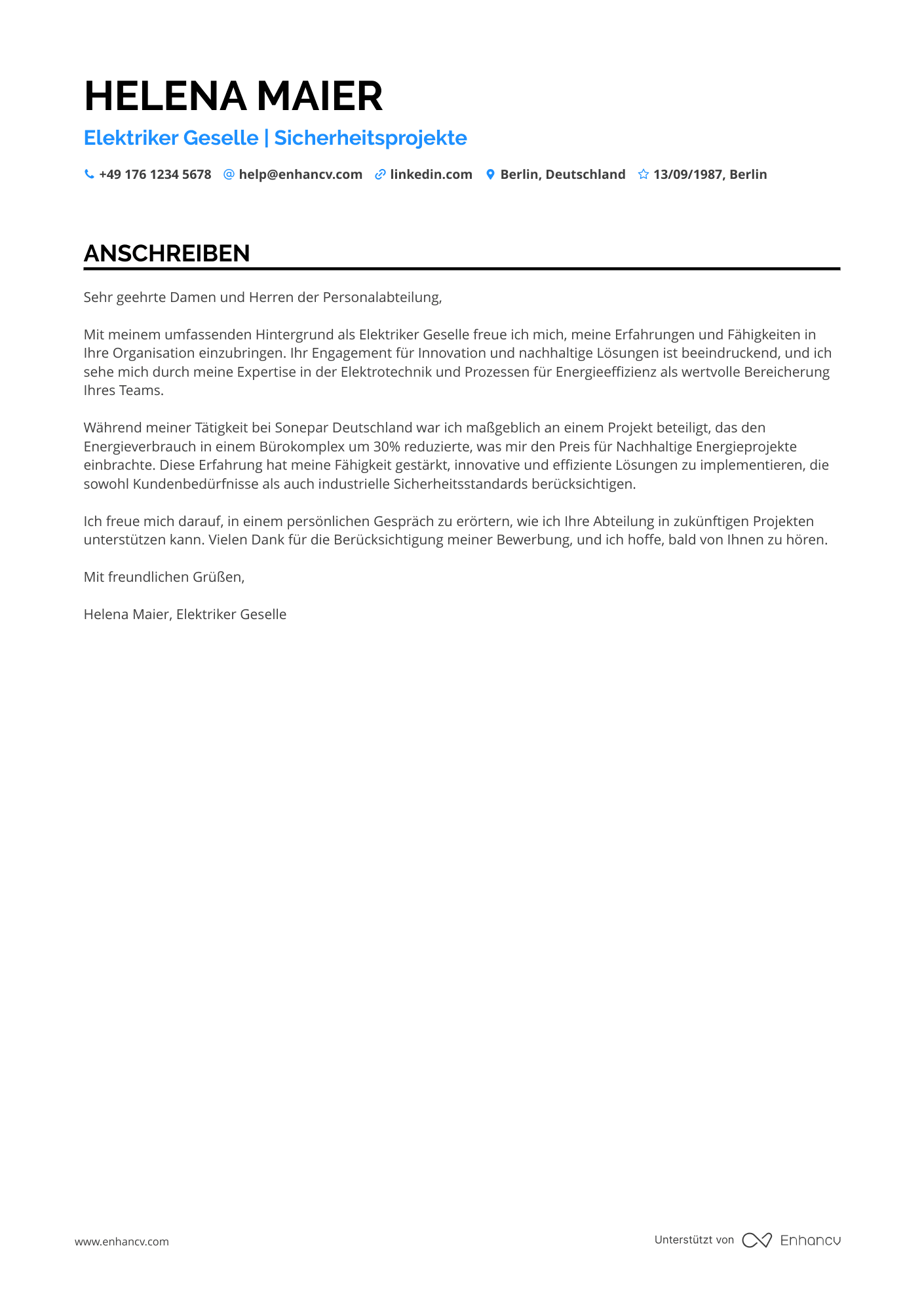 Elektriker Geselle Resume Example