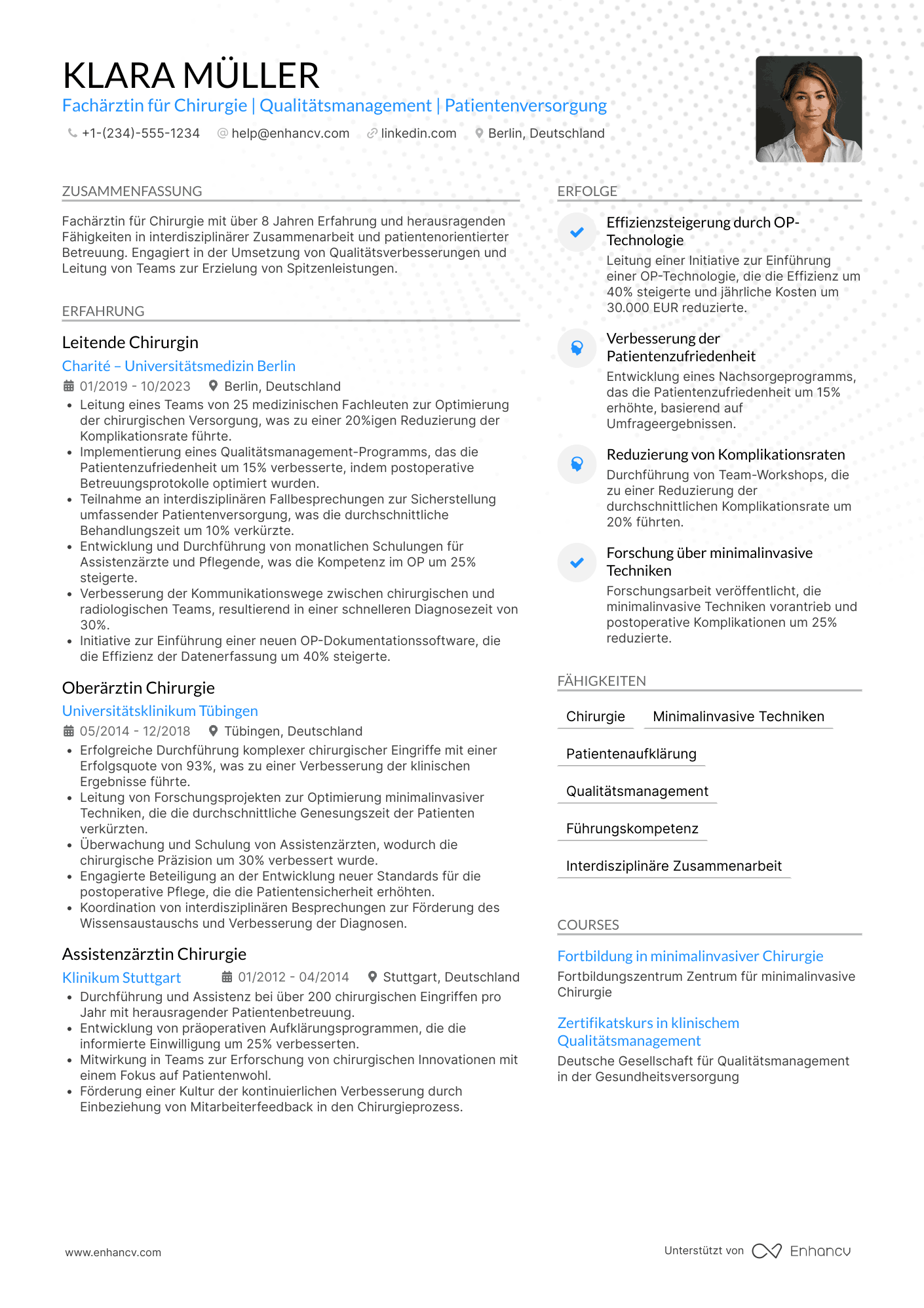 Lebenslauf Arzt Chirurgie Resume Example