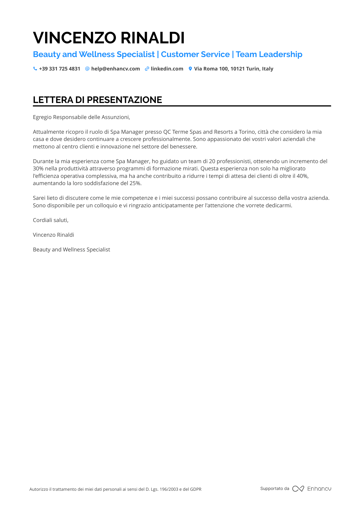 Massaggiatore Clinico Resume Example