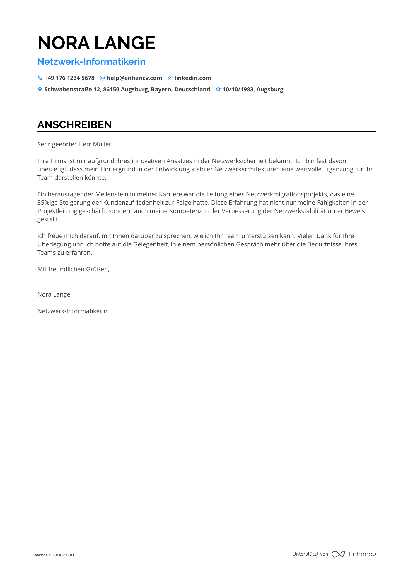 Netzwerk Informatiker Resume Example
