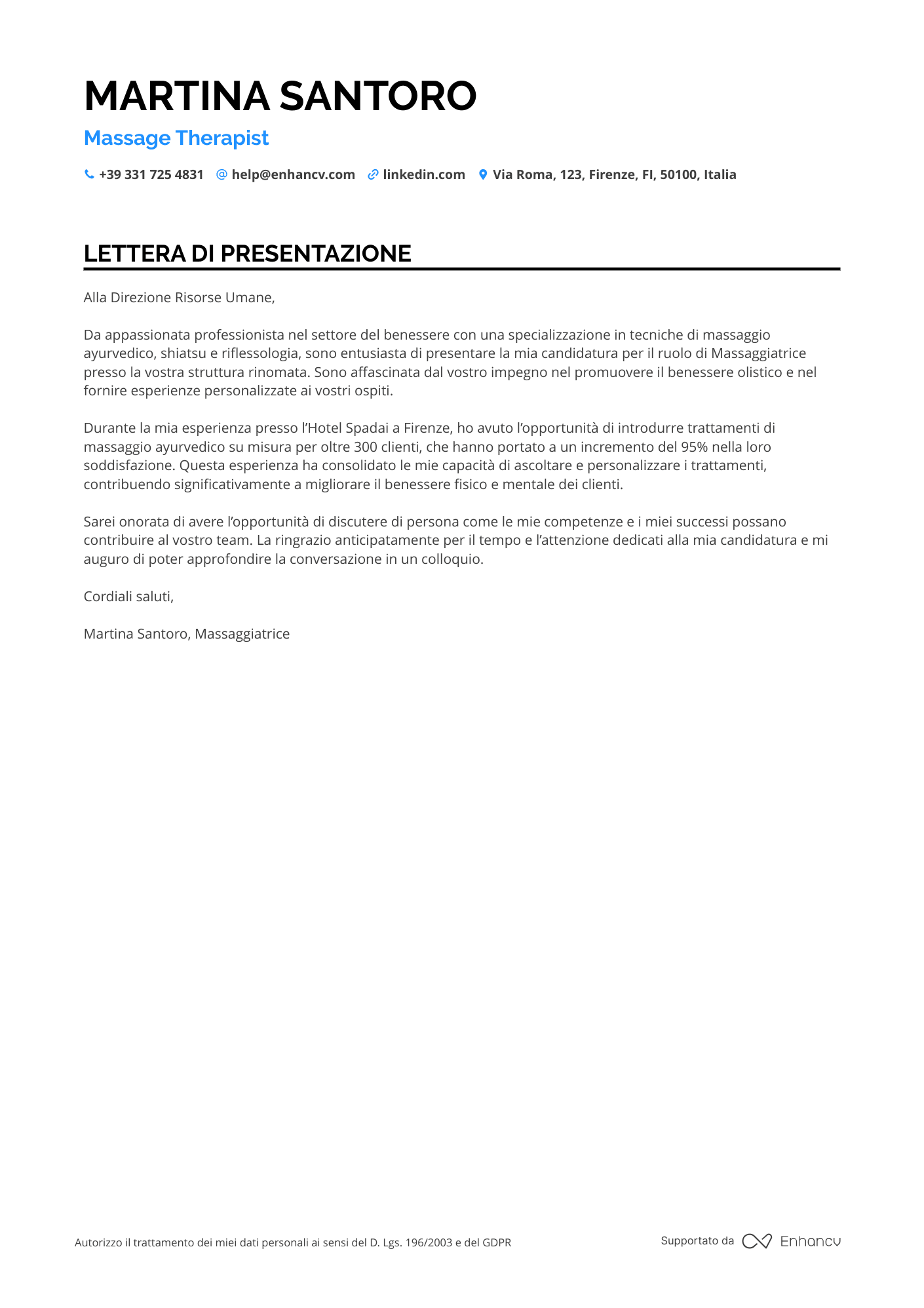 Massaggiatore Shiatsu Resume Example