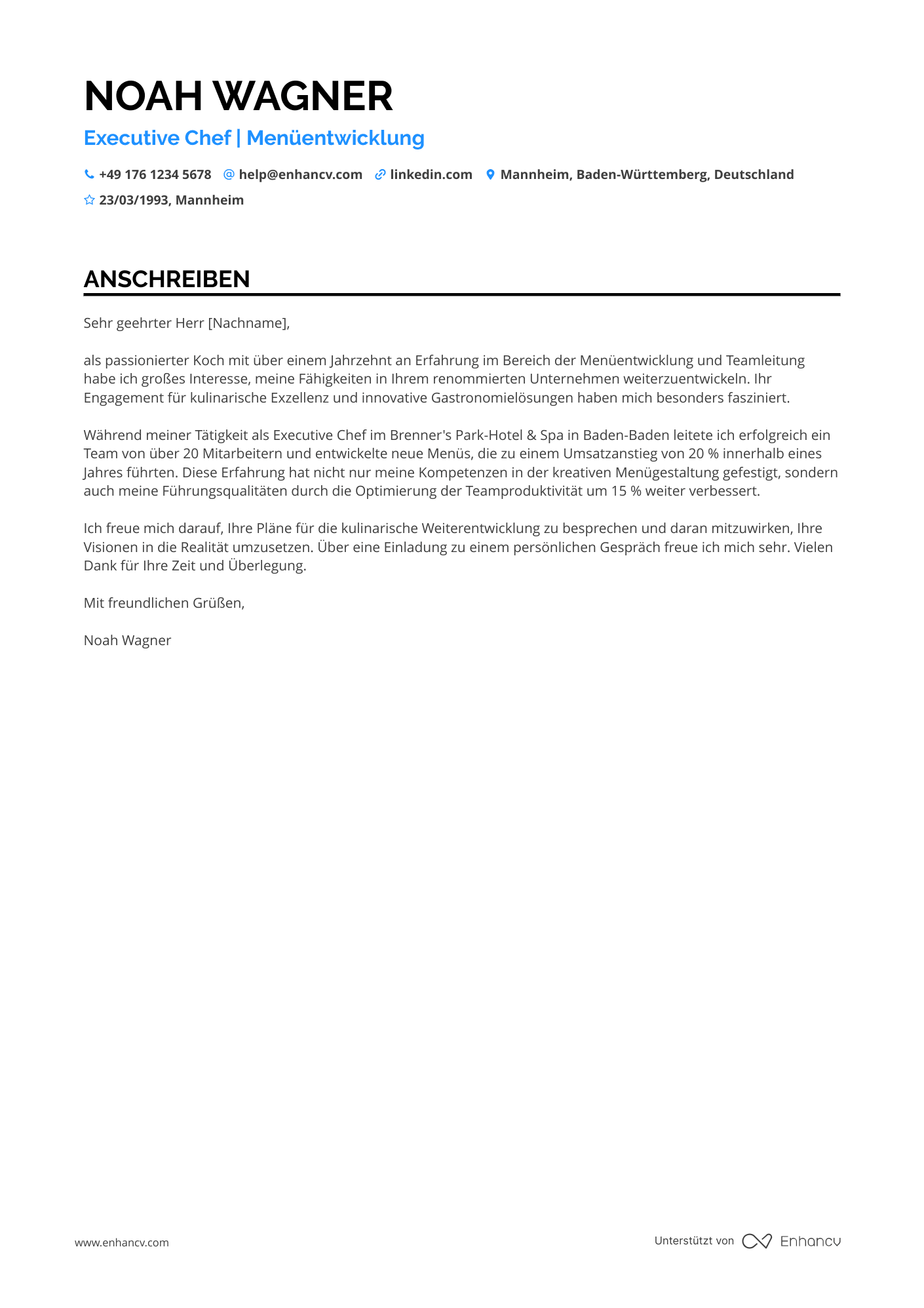 Executive Koch Resume Example