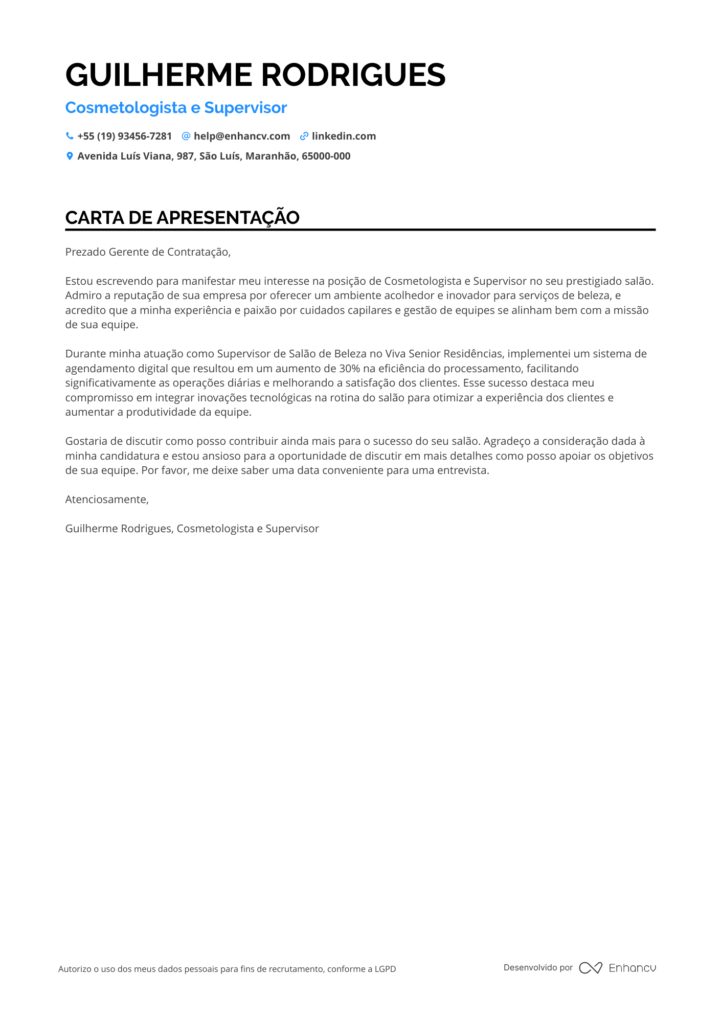 Esteticista Master Resume Example