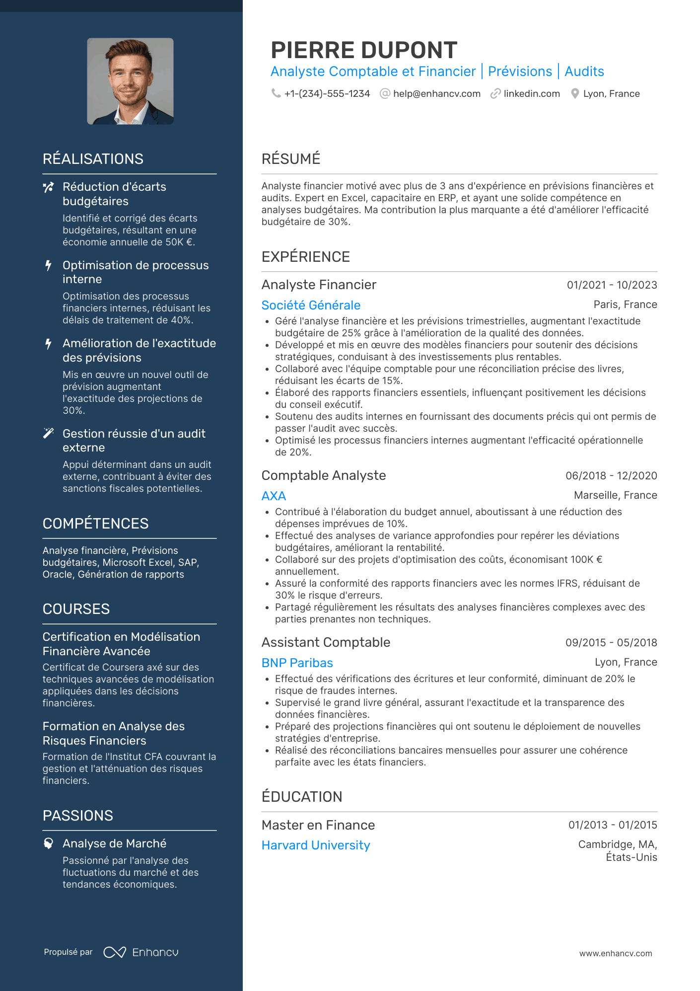 CV d’analyste&nbsp;comptable et financier Resume Example