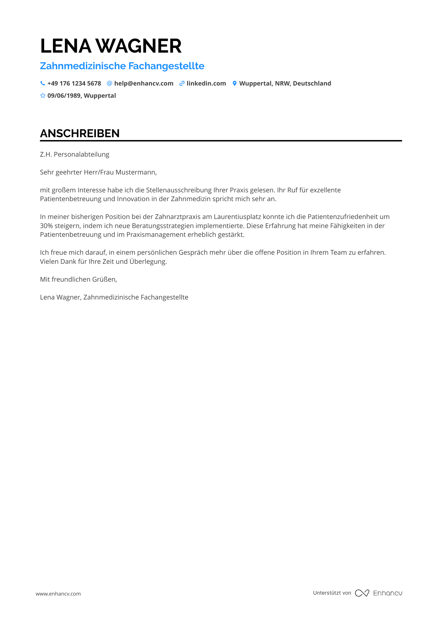 Erfahrene Zahnarzthelferin Resume Example