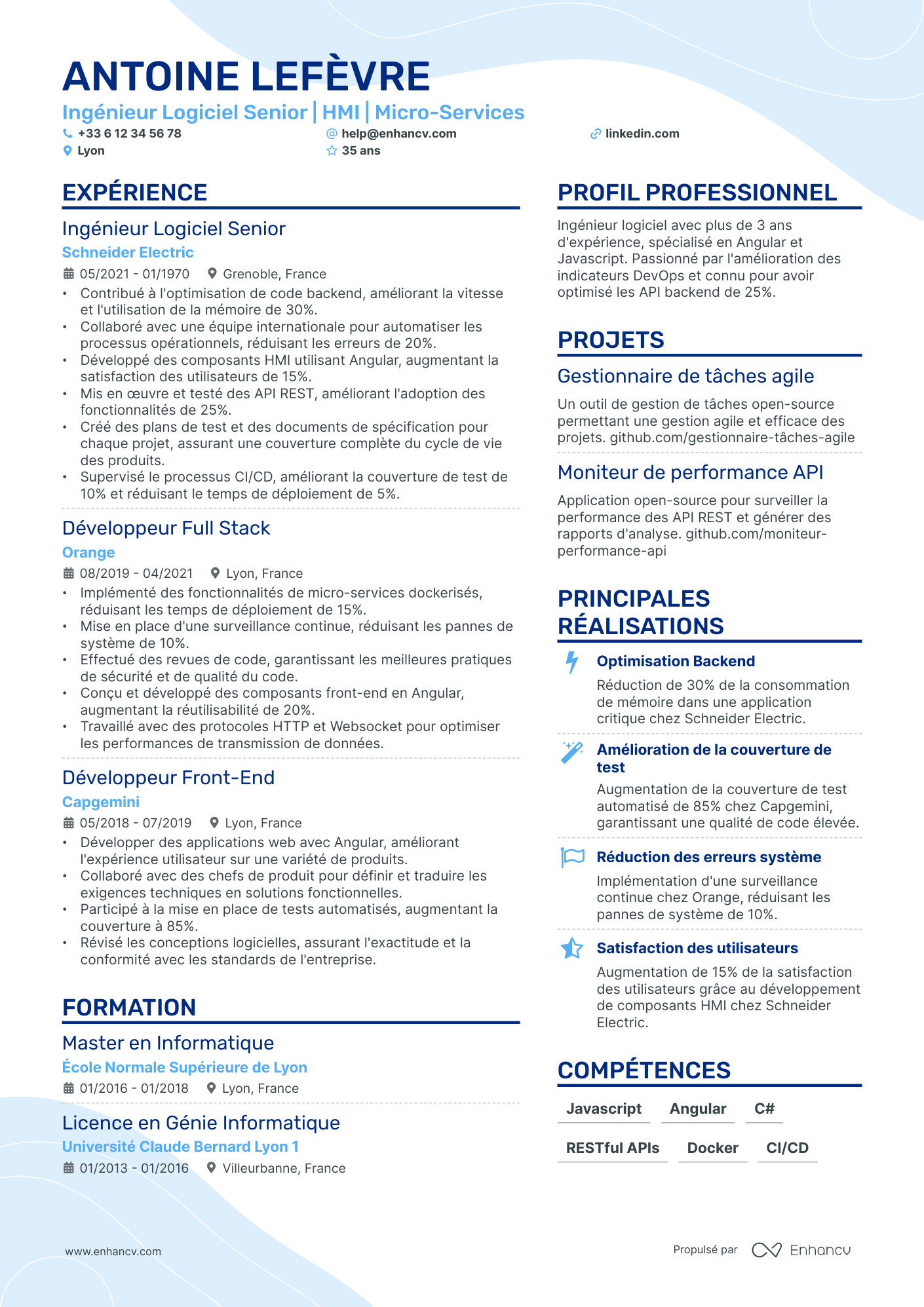 Web Développeur Full Stack Resume Example