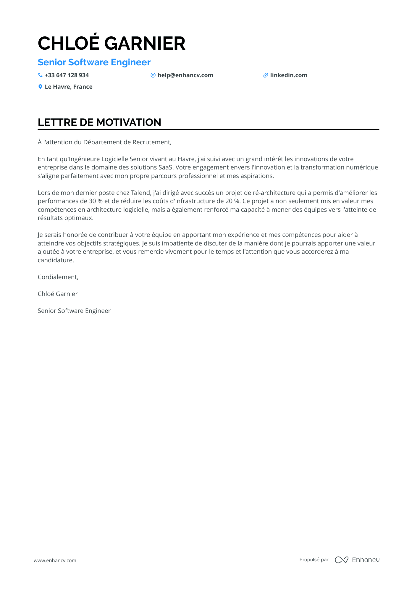 Ingénieur Principal Resume Example