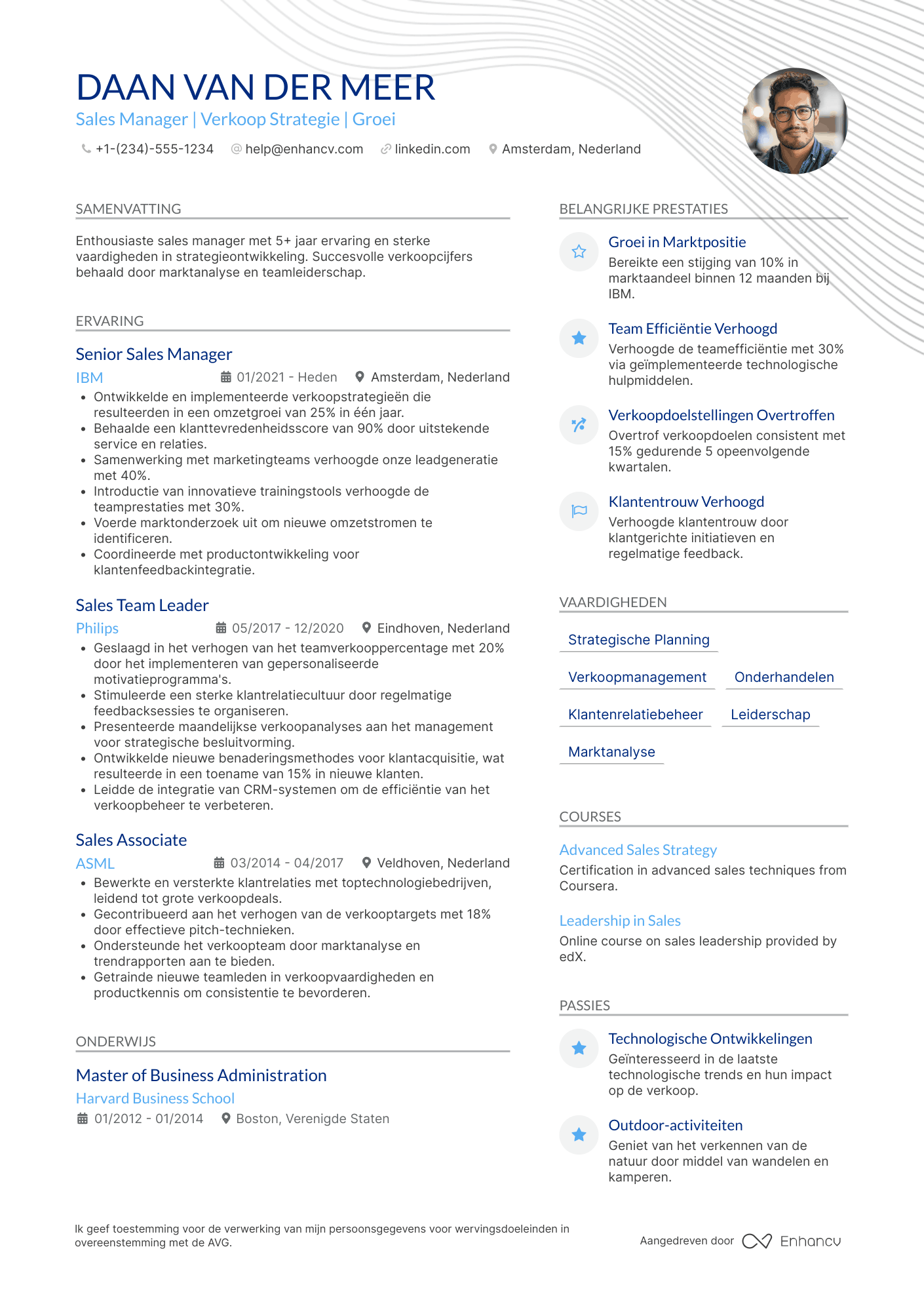 CV voor Sales Manager Resume Example