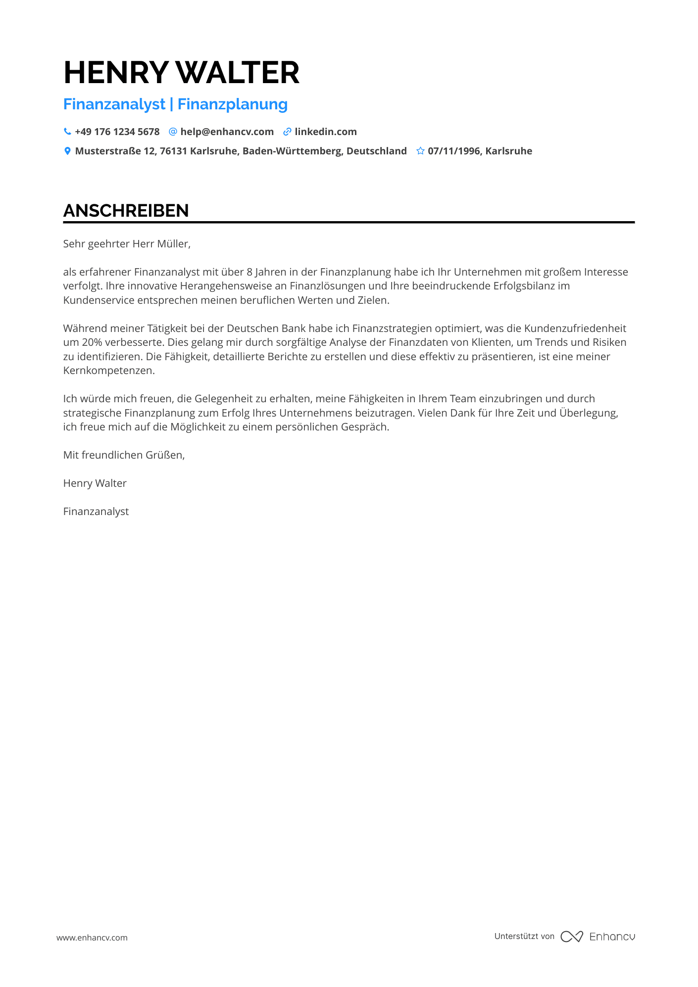 Finanzwesen Planer Resume Example