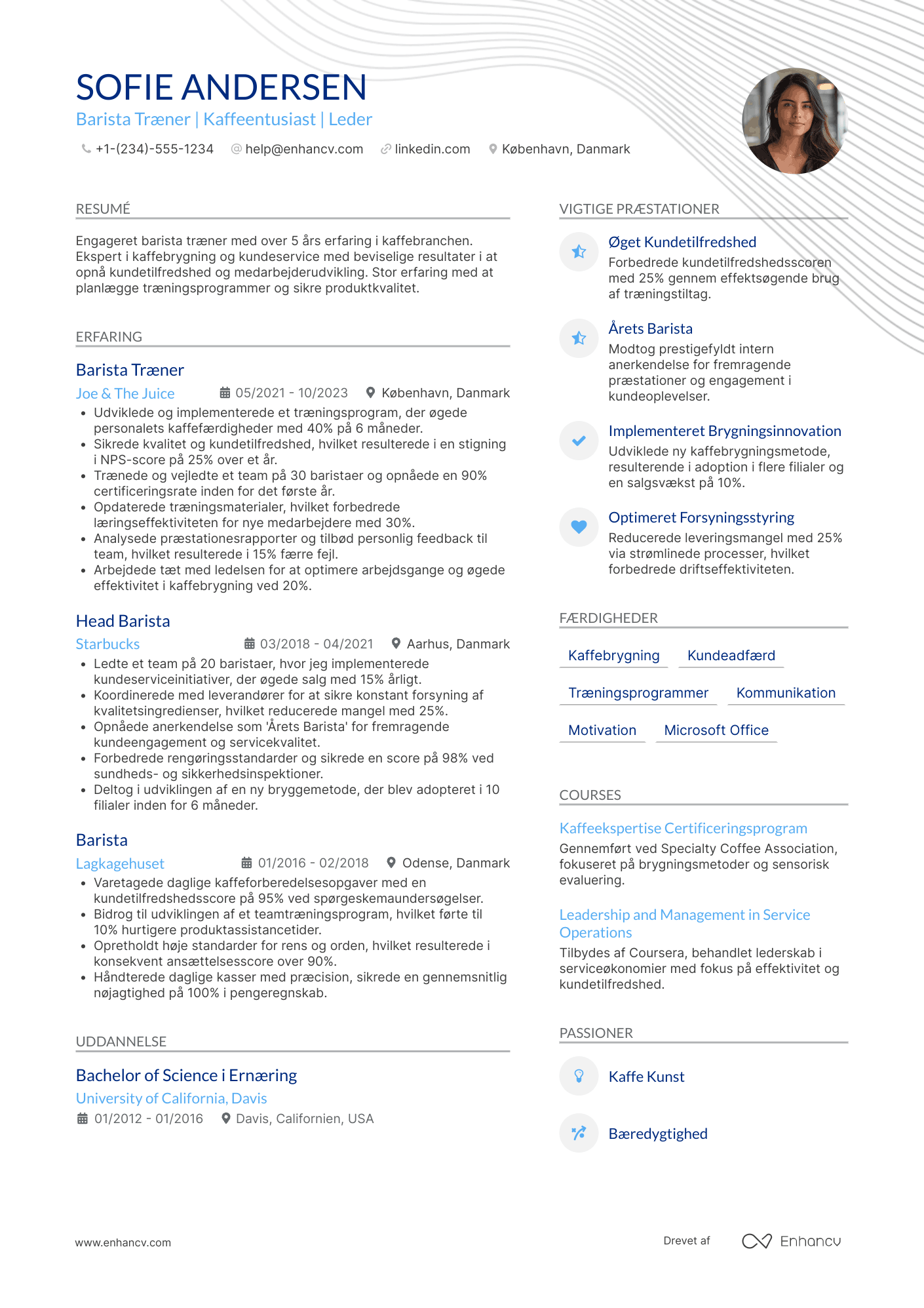 CV til Barista Træner Resume Example