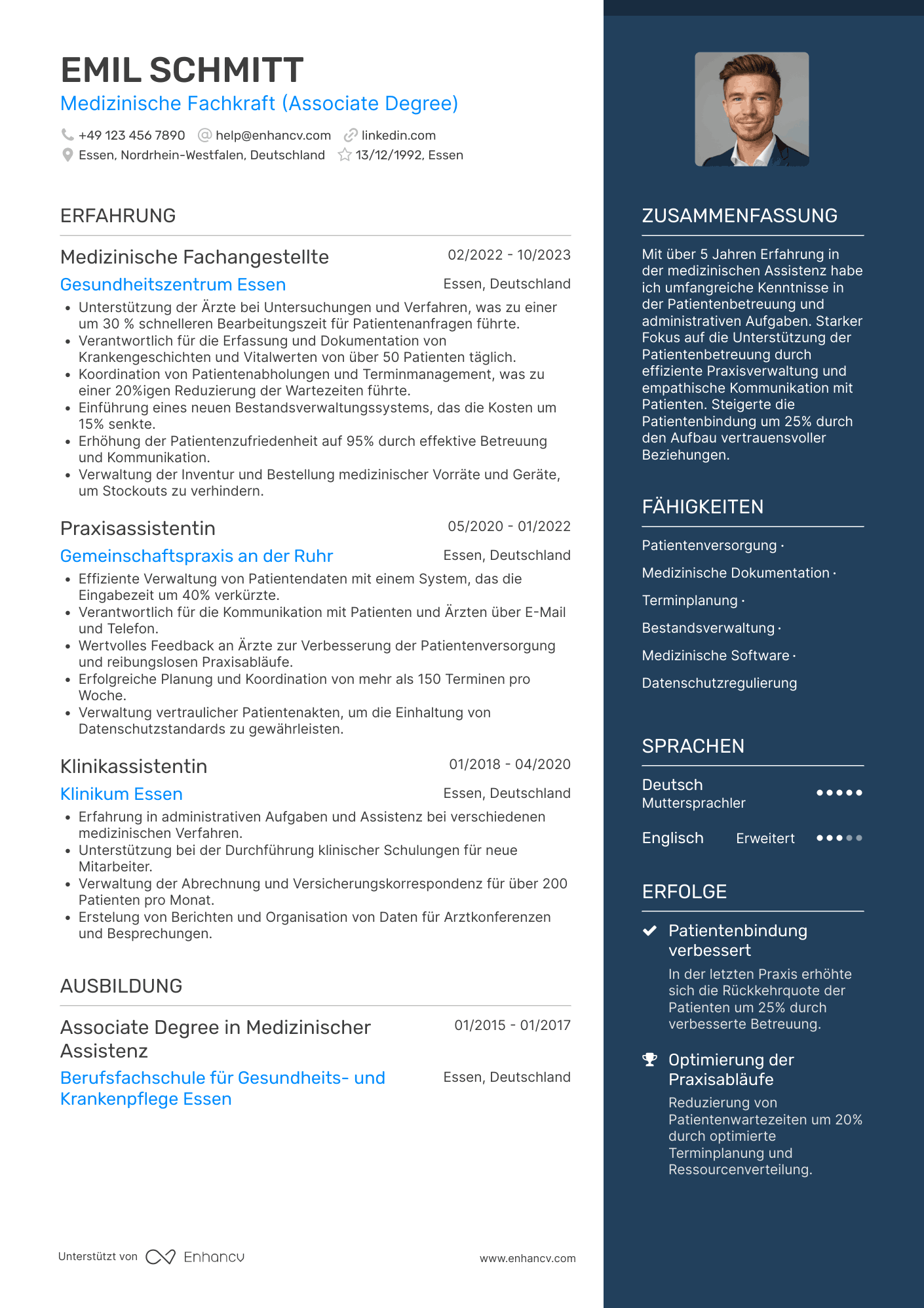 Lebenslauf als Medizinische Arzthelferin Resume Example