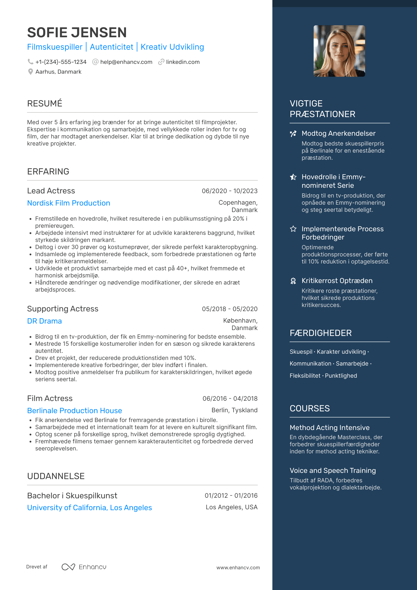 CV til Filmskuespiller Resume Example