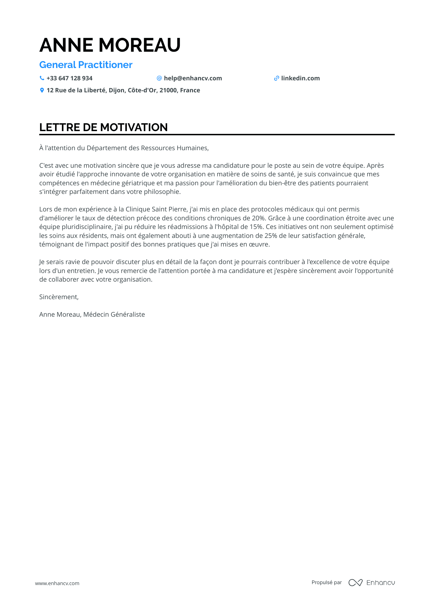 Médecin Résident Resume Example