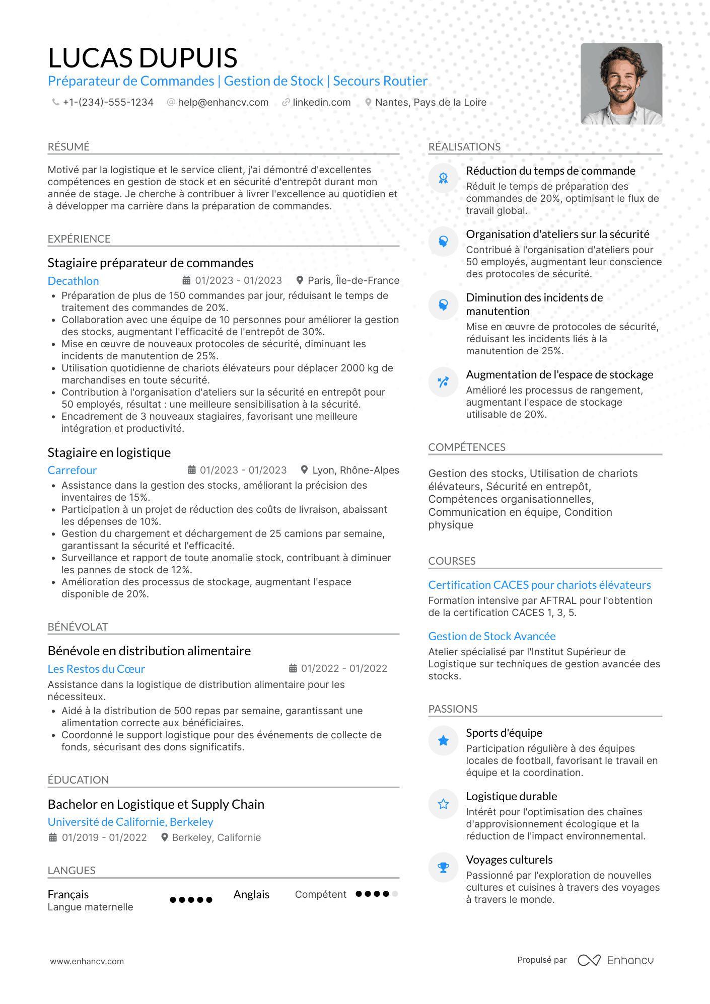 CV avec permis cariste Resume Example