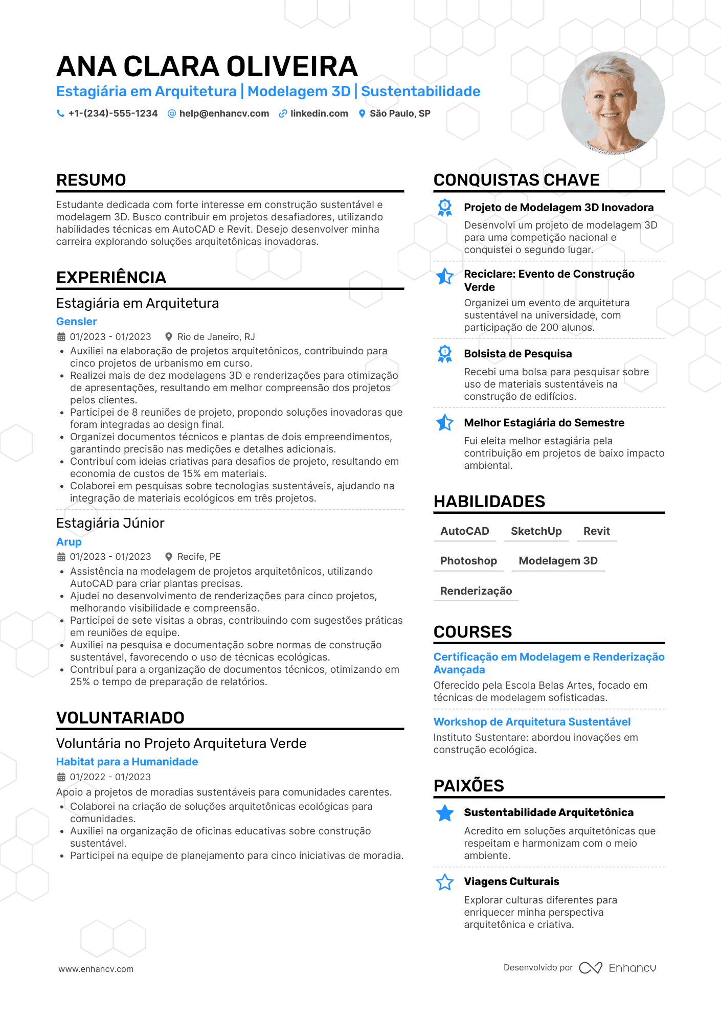 Currículo para estágio em Arquitetura Resume Example