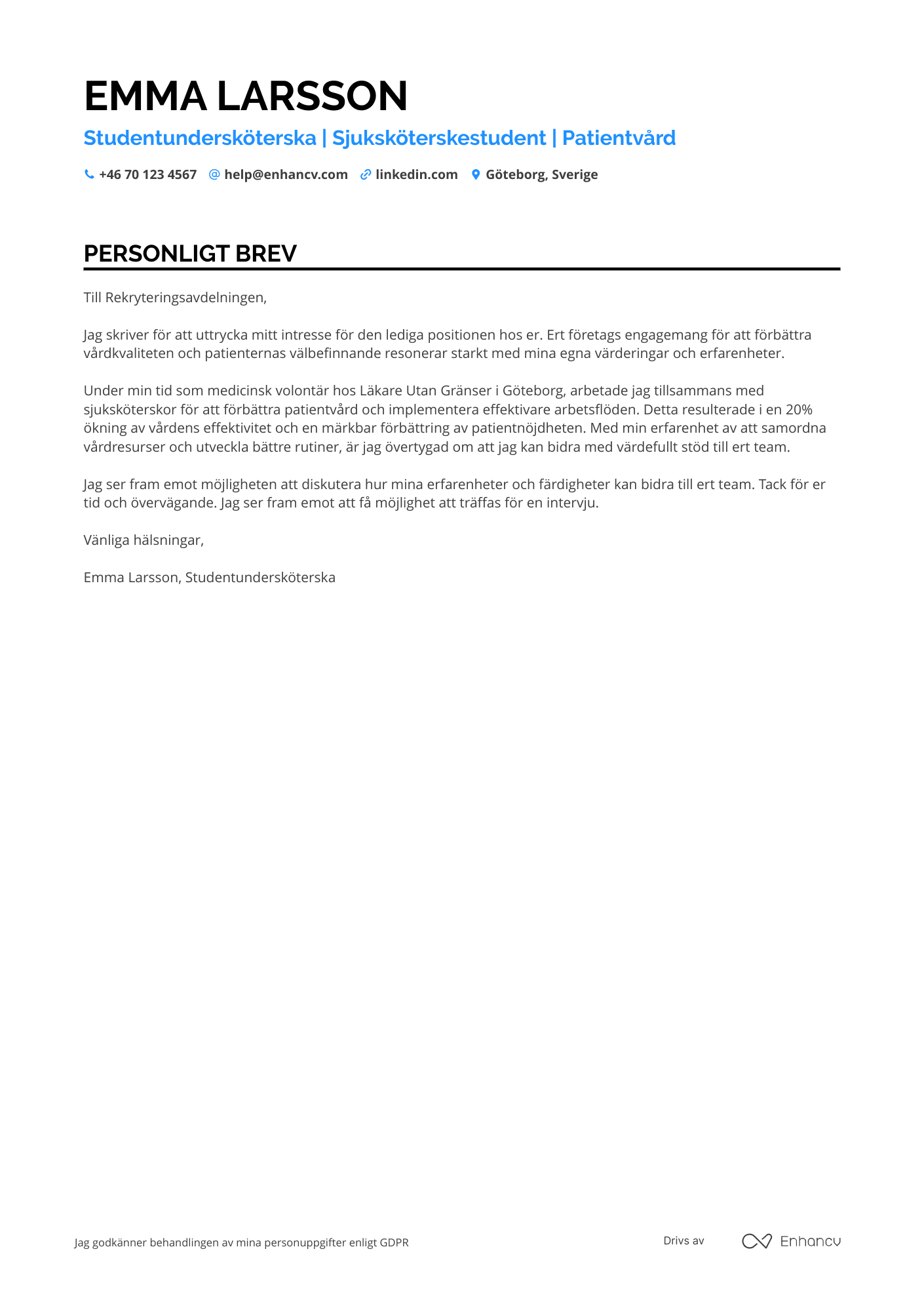 Personligt brev för Student Nurse Resume Example