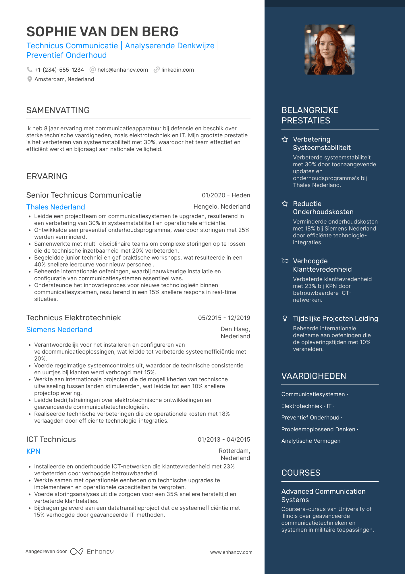 CV voor Militair Technicus   Communicatie Resume Example